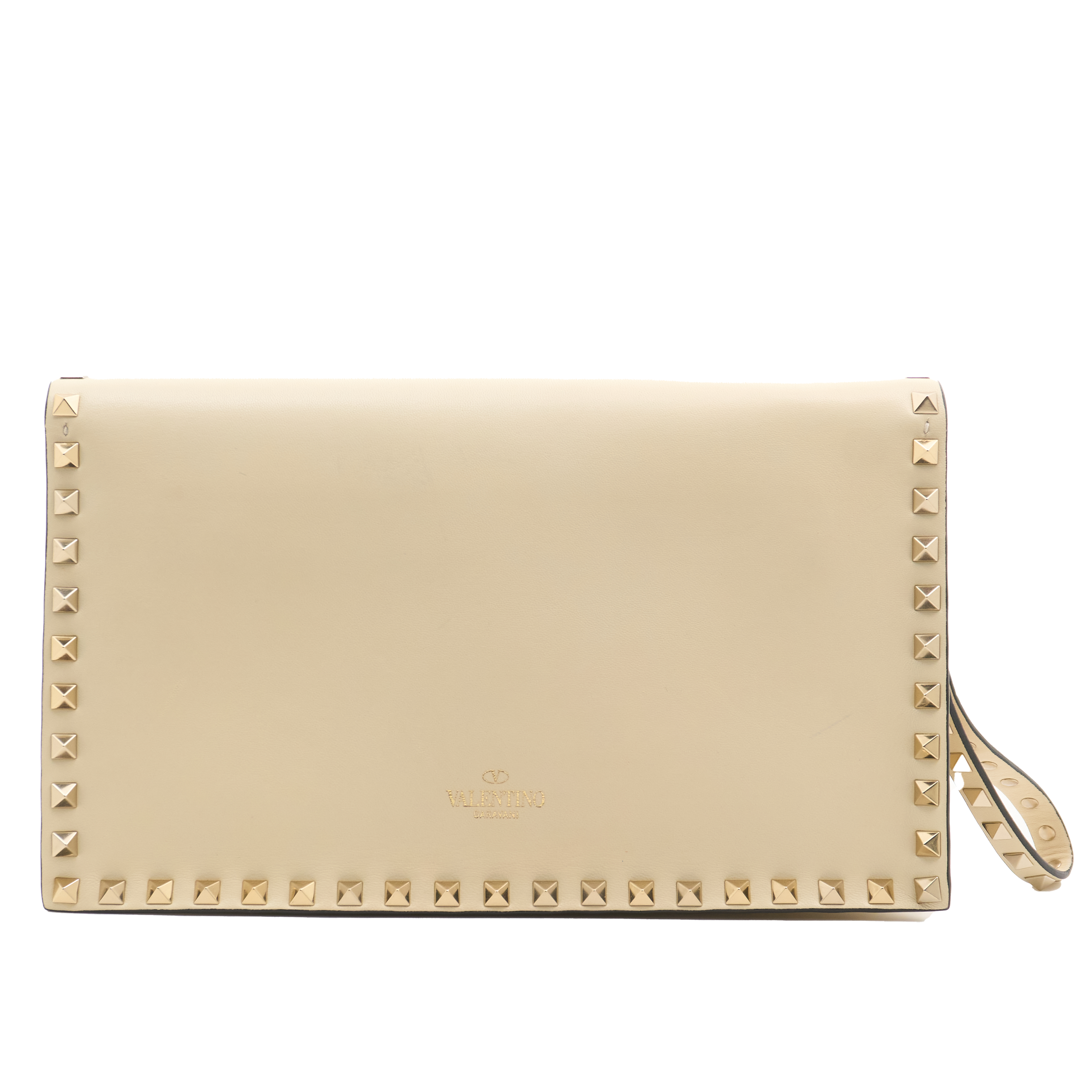 Valentino Garavani Rockstud Cream Clutch