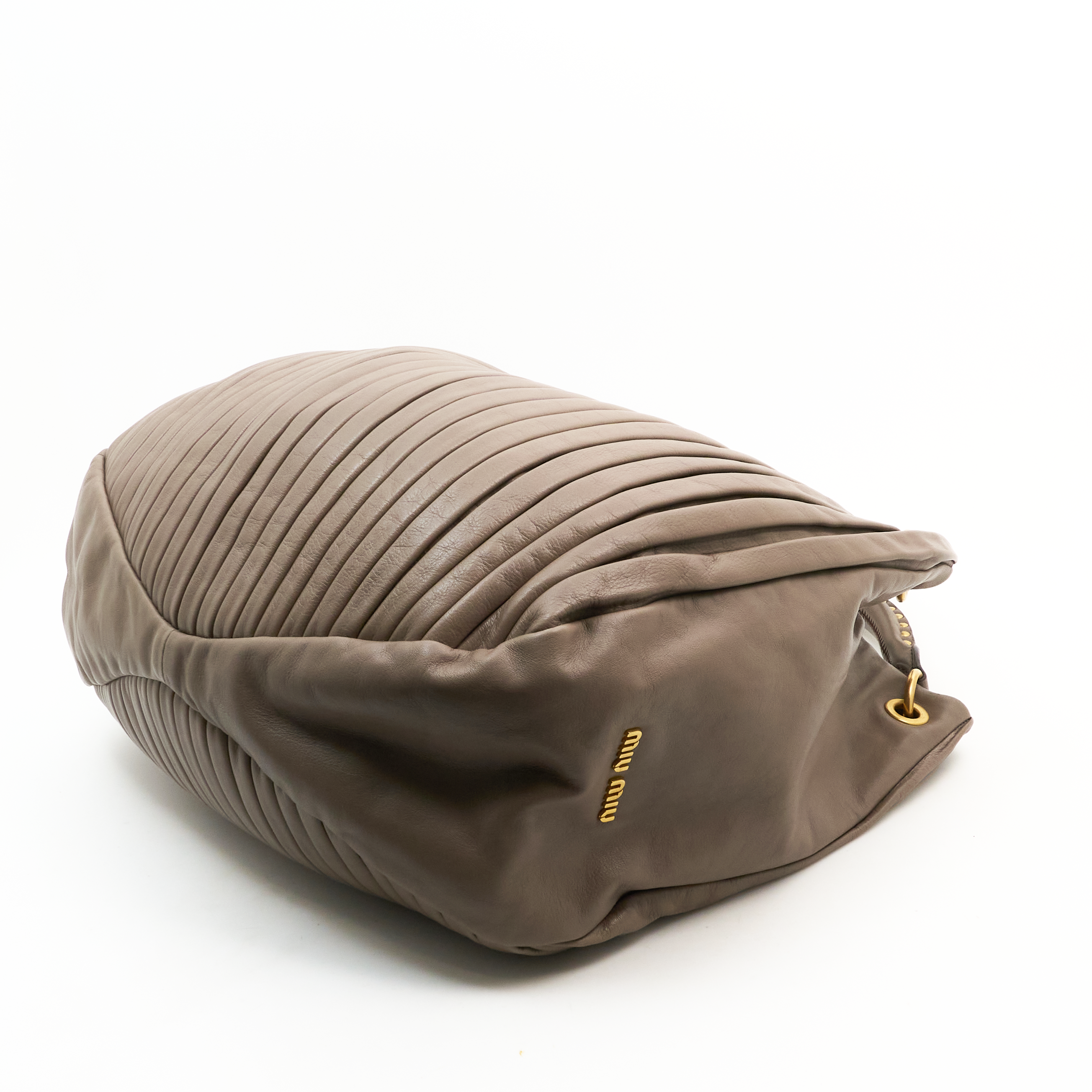 Miu Miu Bosco Plisse Leather Hobo Bag