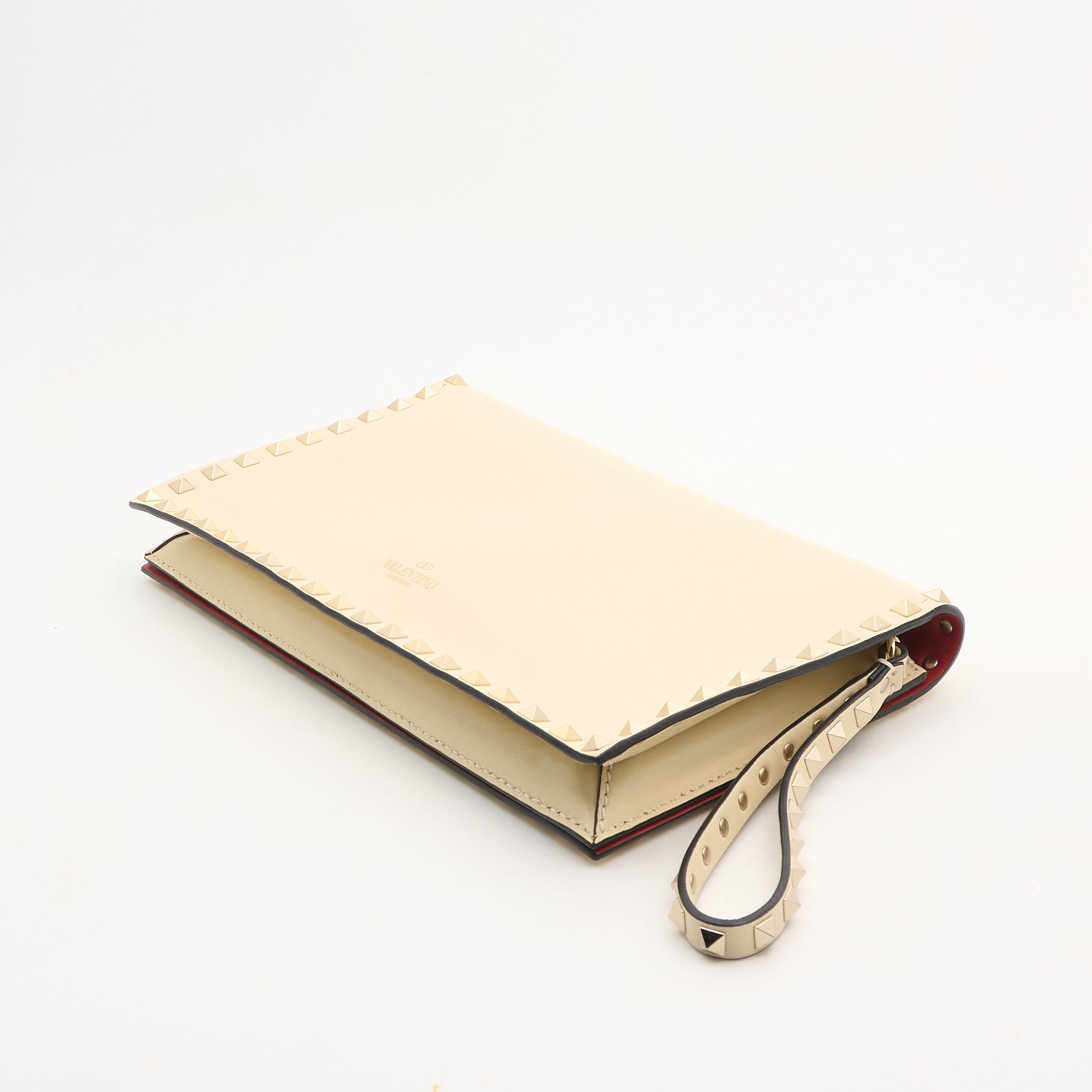 Valentino Garavani Rockstud Cream Clutch