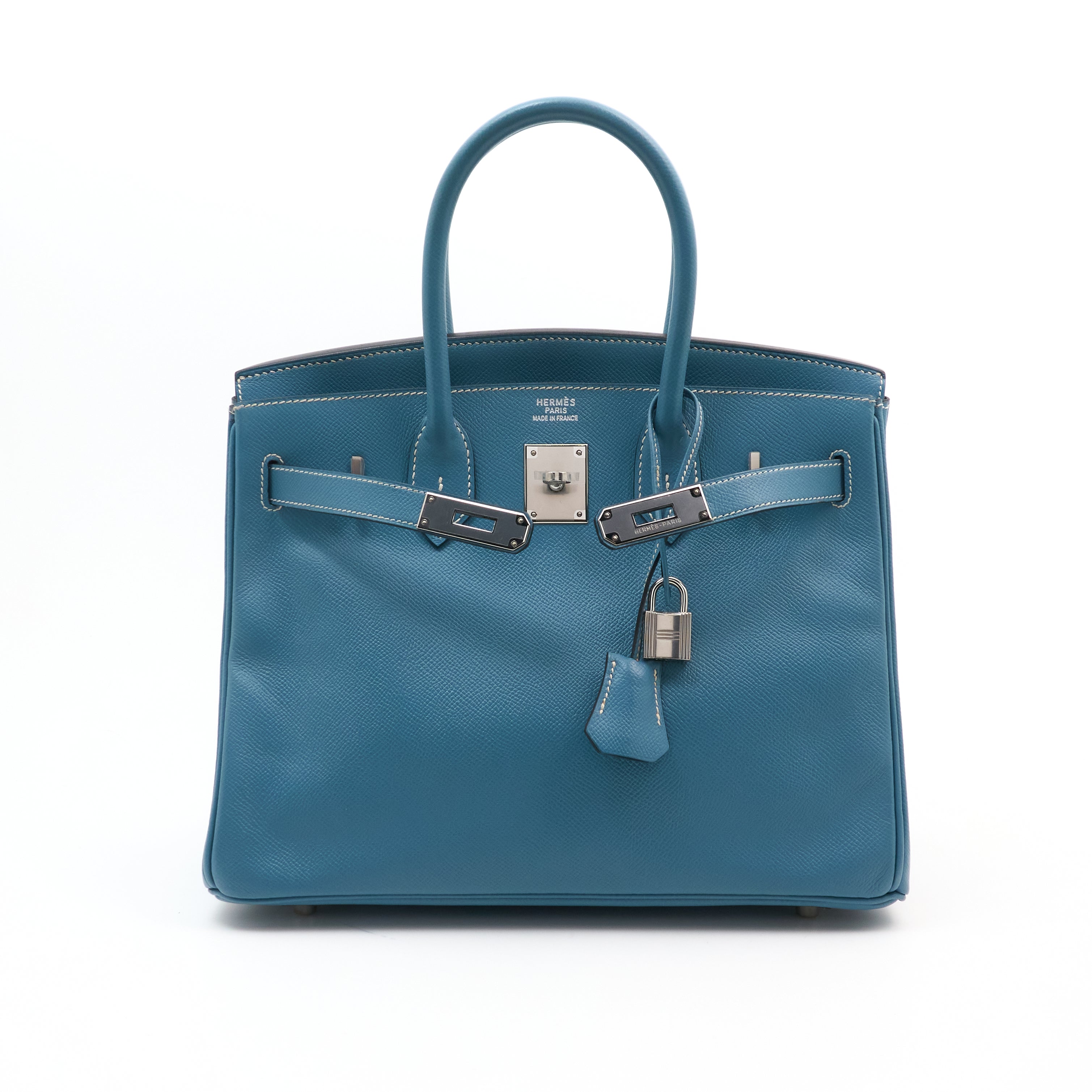 Hermes Bikin 30 Epsom Bleu Jean PHW Square Stamp D