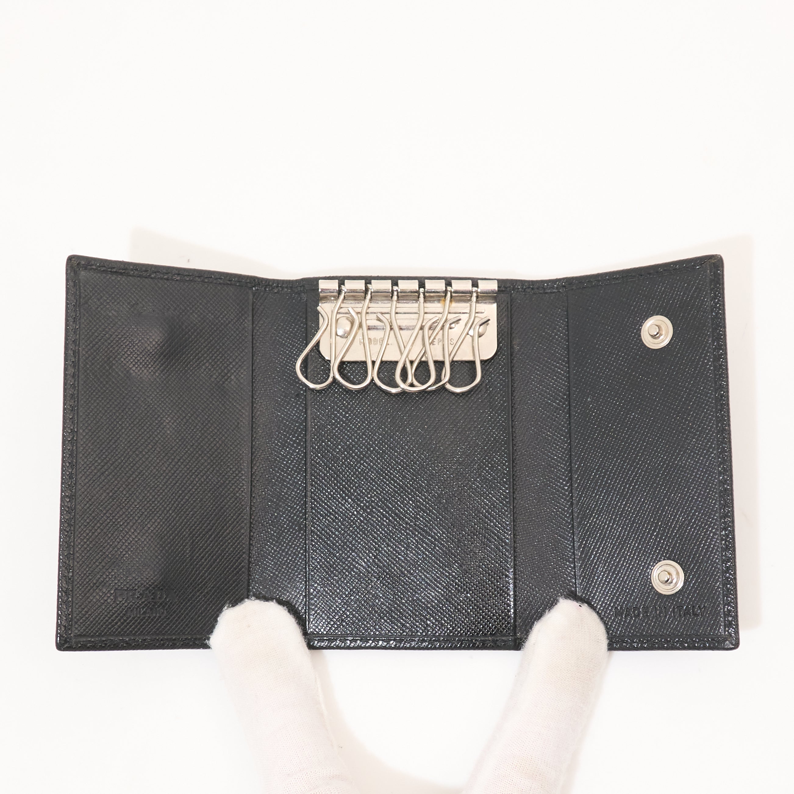 Prada Black Saffiano Key Holder