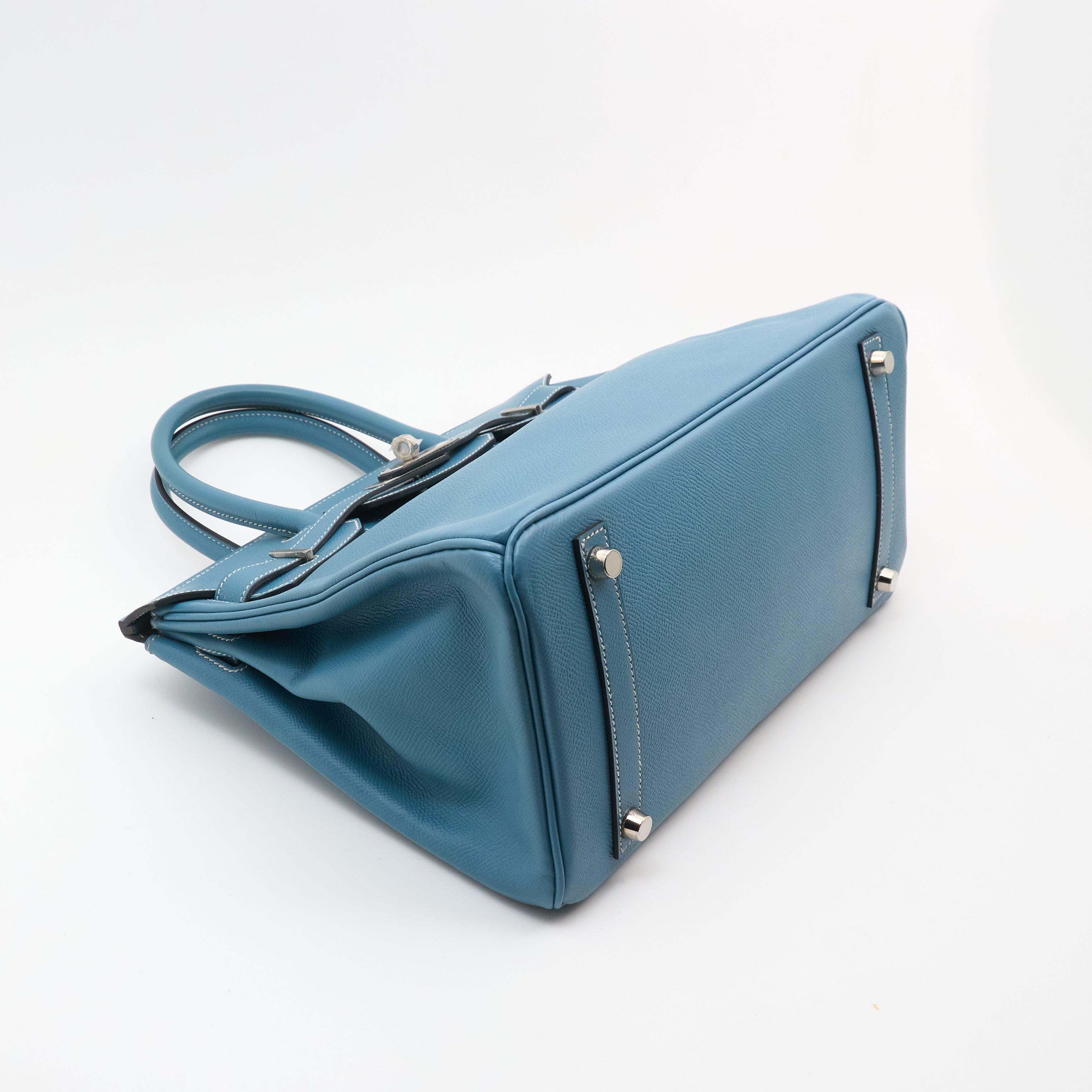 Hermes Bikin 30 Epsom Bleu Jean PHW Square Stamp D