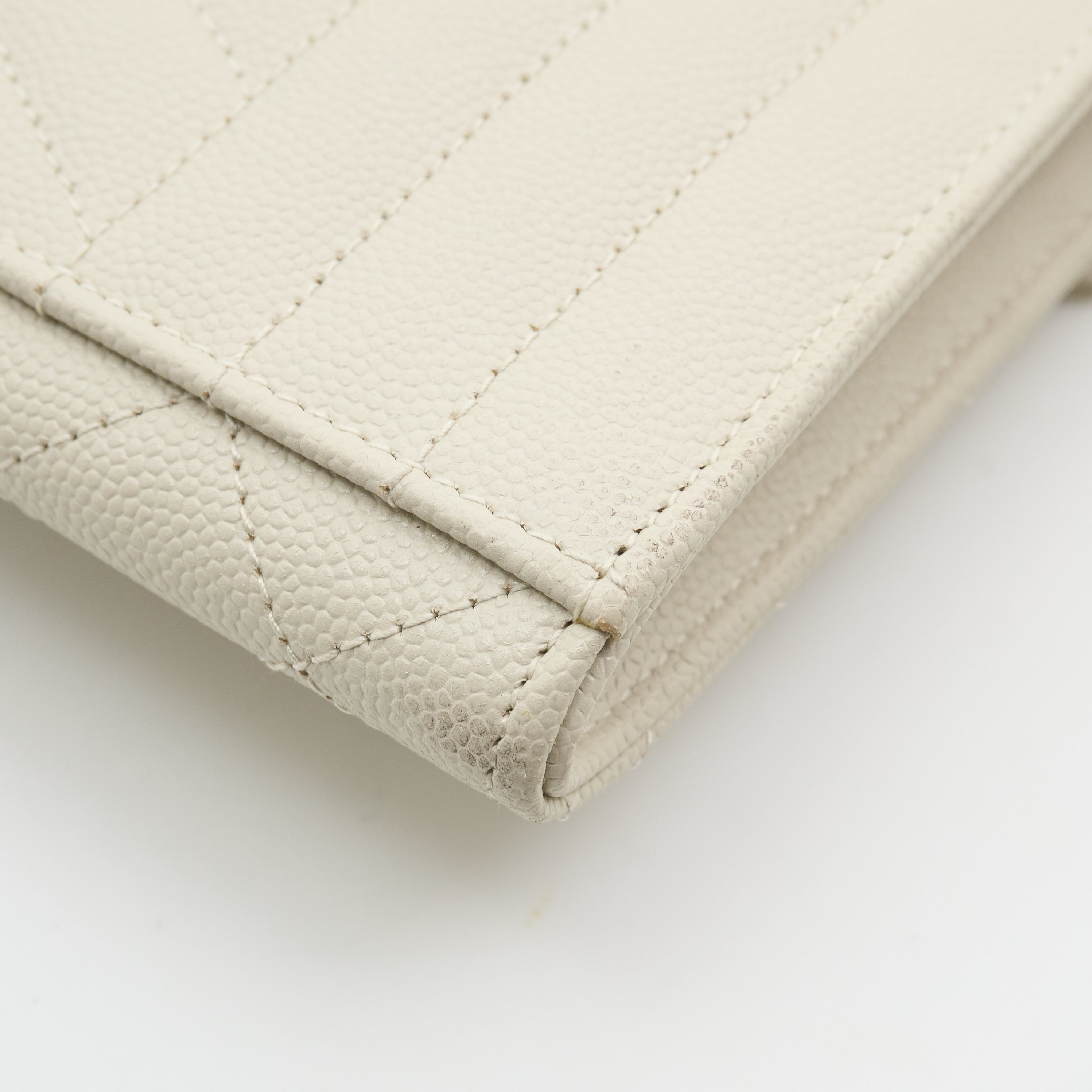 Saint Laurent Flap Pouch In Ivory Grain De Poudre Leather Ivory