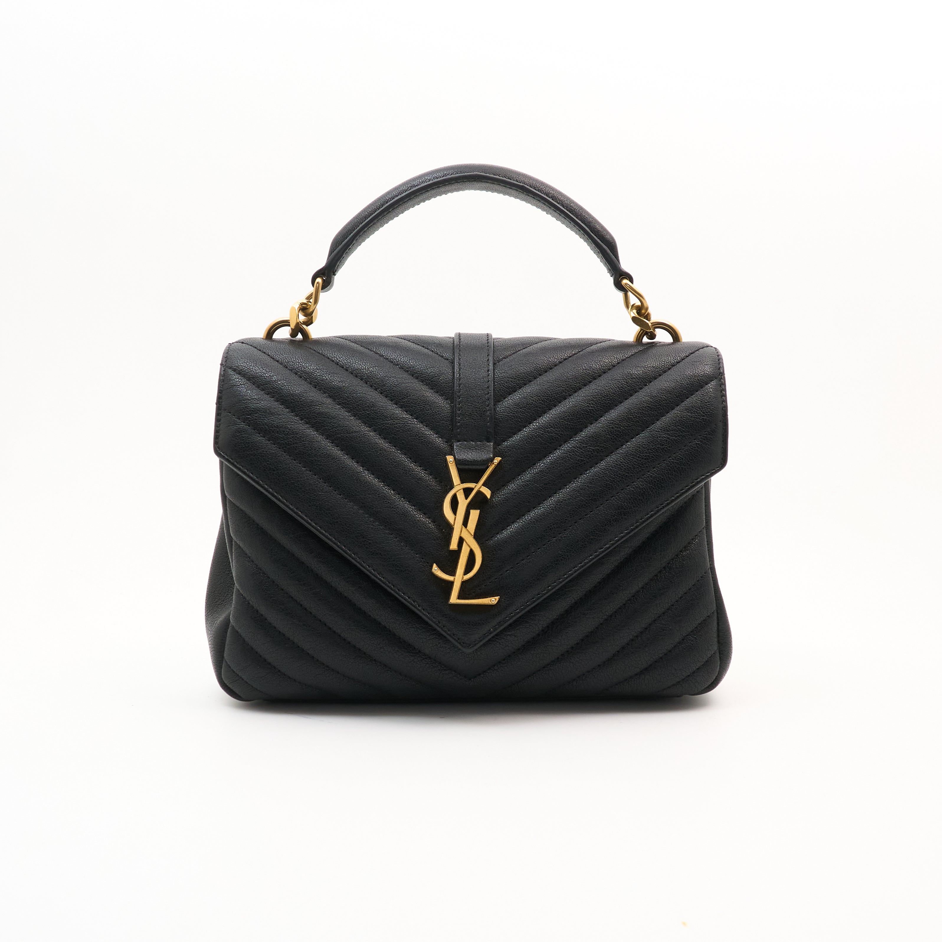Saint Laurent College Black Leather Bag
