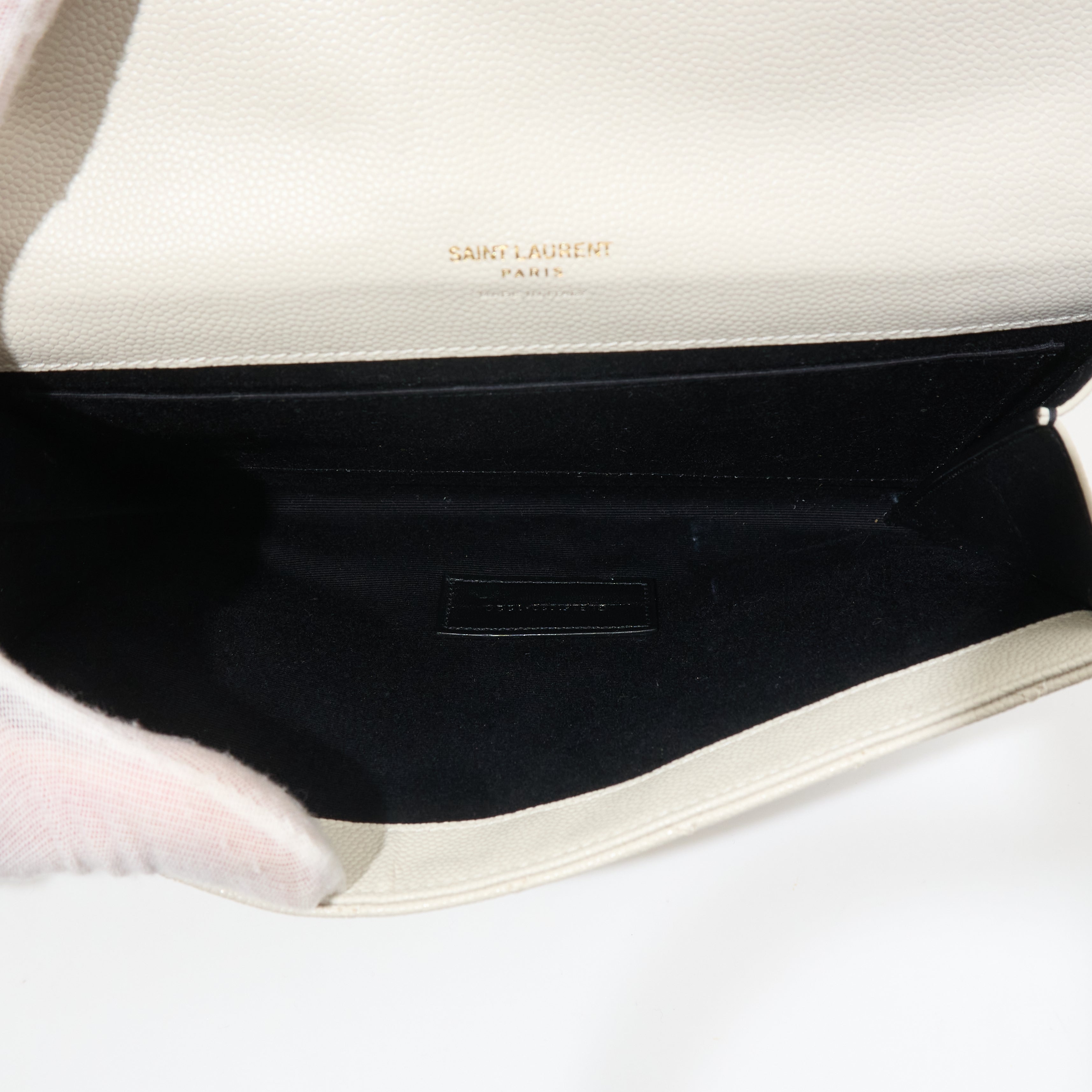 Saint Laurent Flap Pouch In Ivory Grain De Poudre Leather Ivory