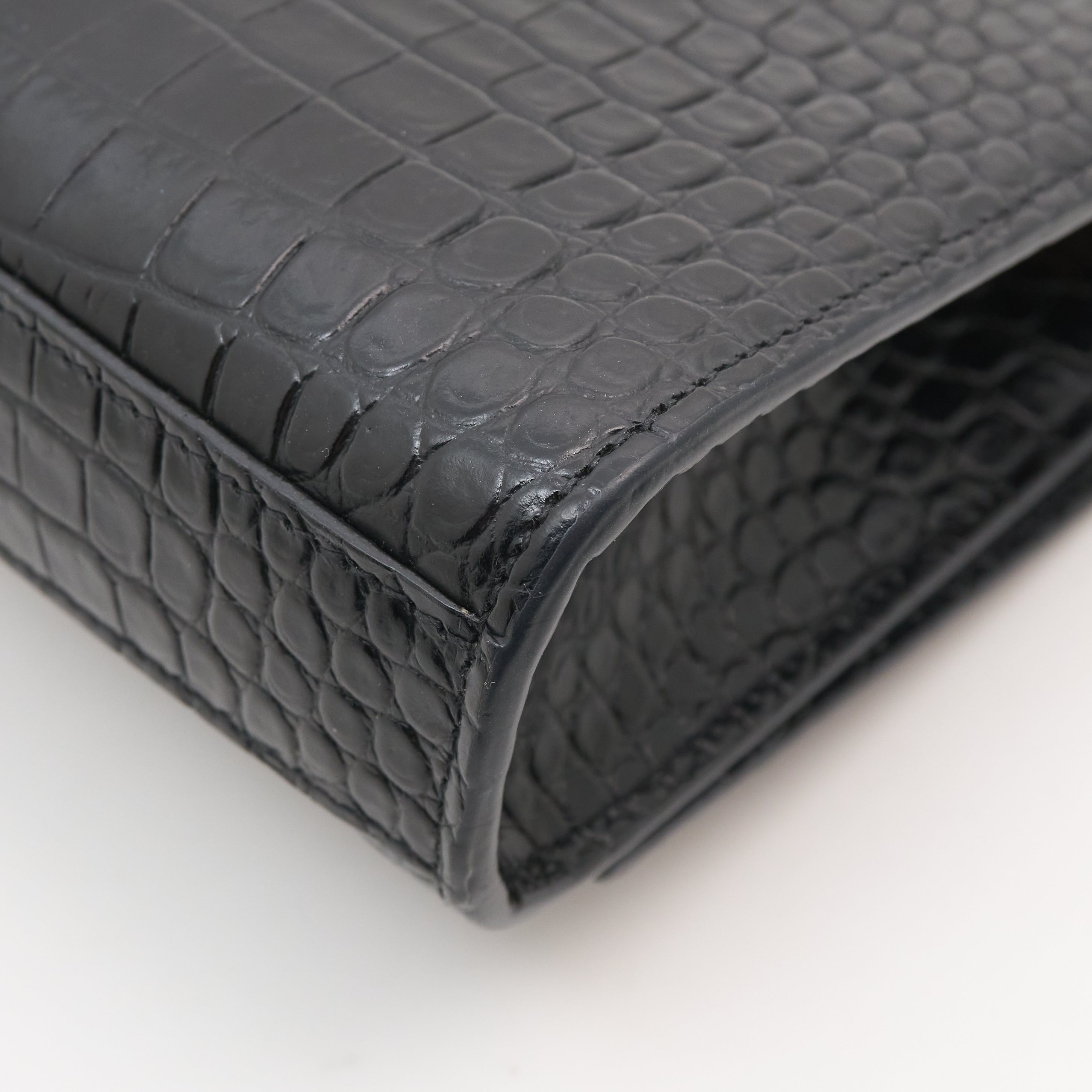 Saint Laurent Kate Tassel Crocodile Embossed Leather Bag