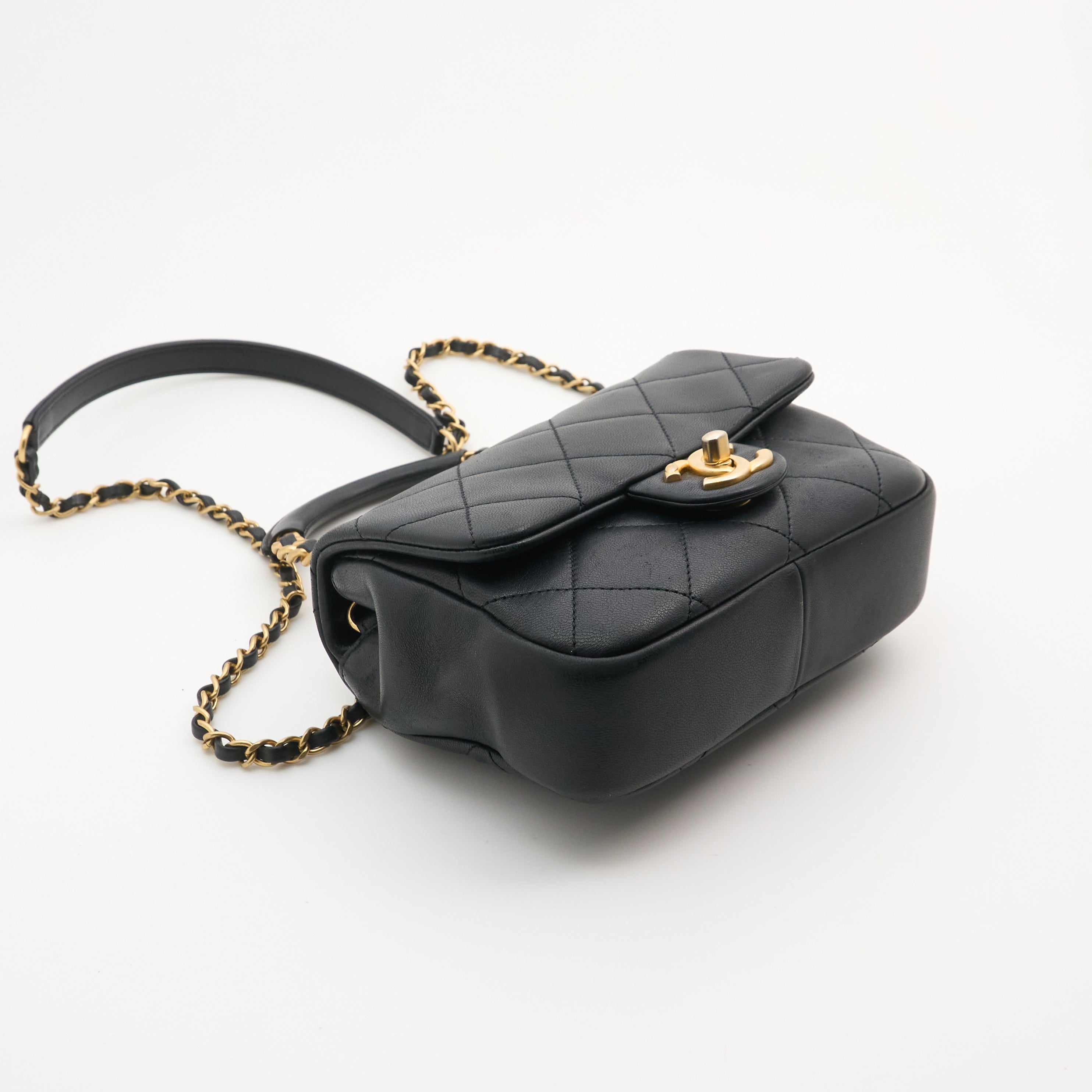 Chanel Quilted Top Handle in Black GHW
