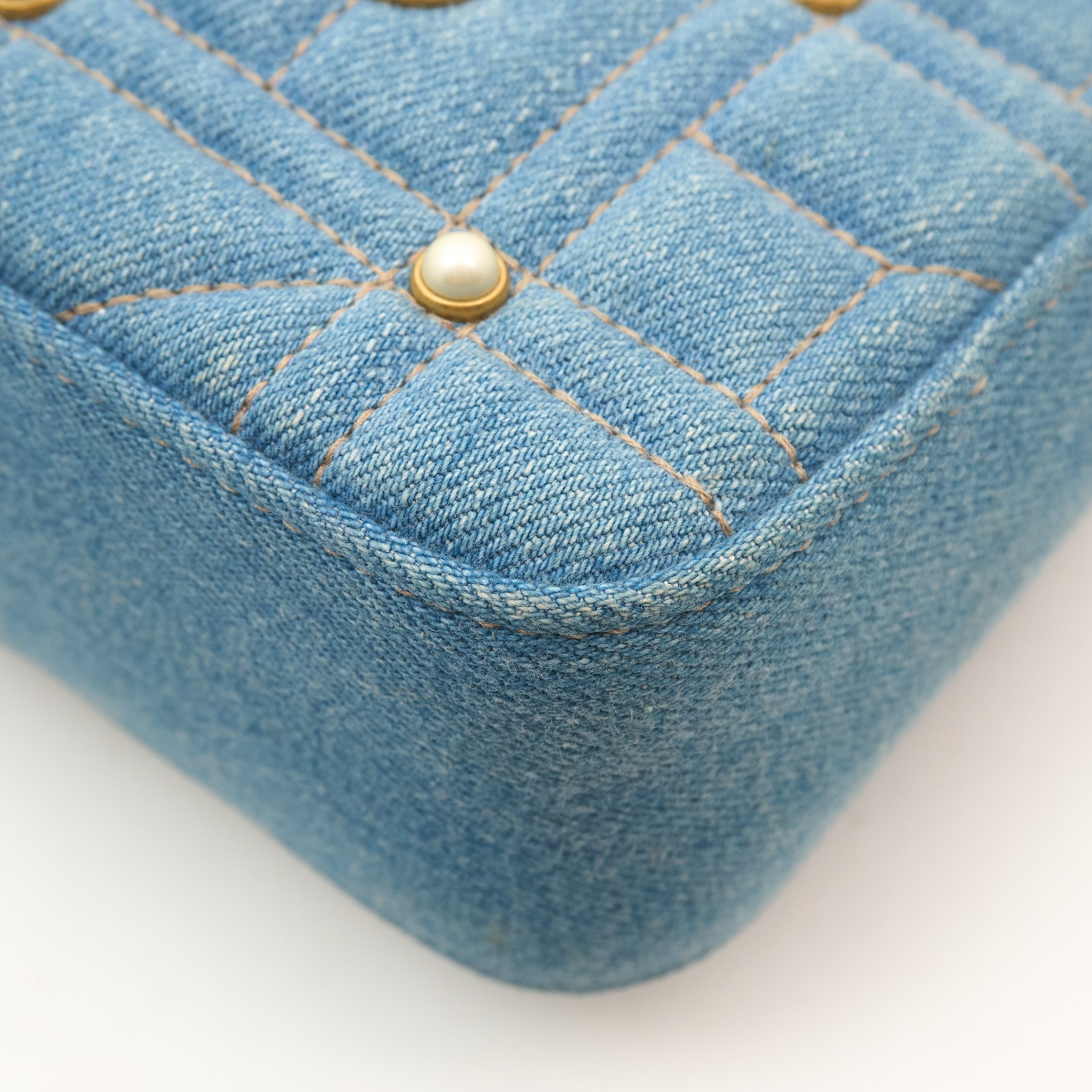 Gucci GG Marmont Denim Pearl Shoulder Bag