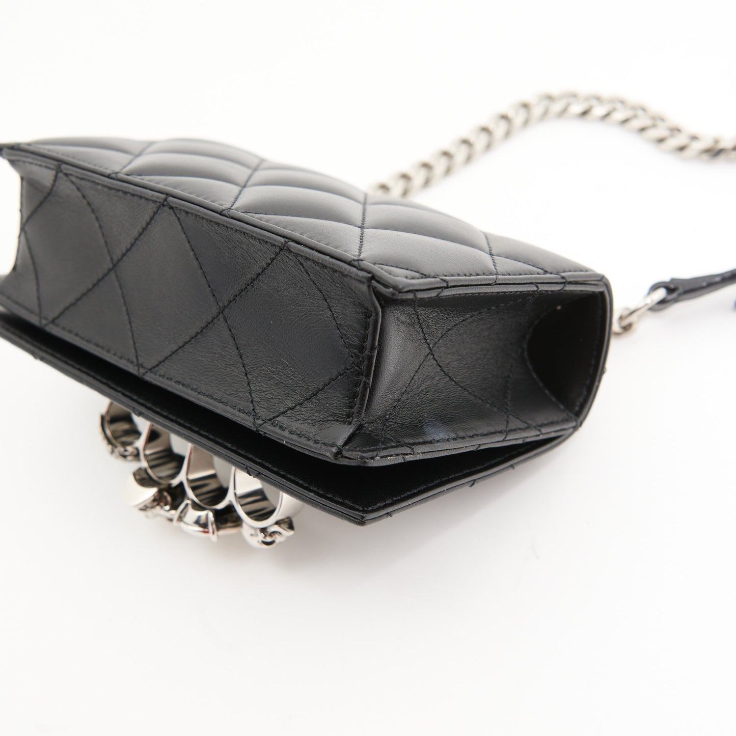 Alexander McQueen Calf Leather Jewelled The Knuckle Bag in Black