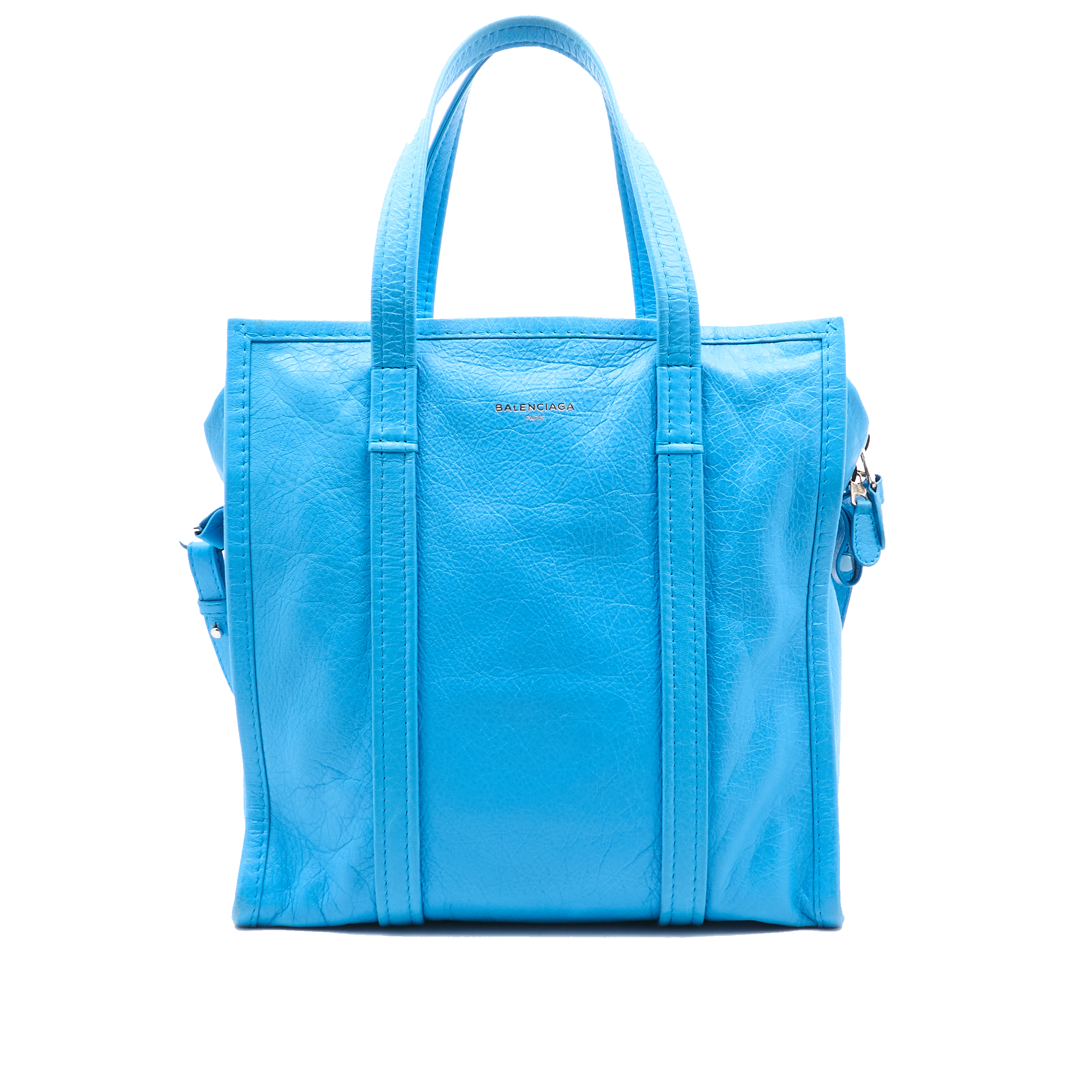 Balenciaga Bazar Blue Leather Tote Bag