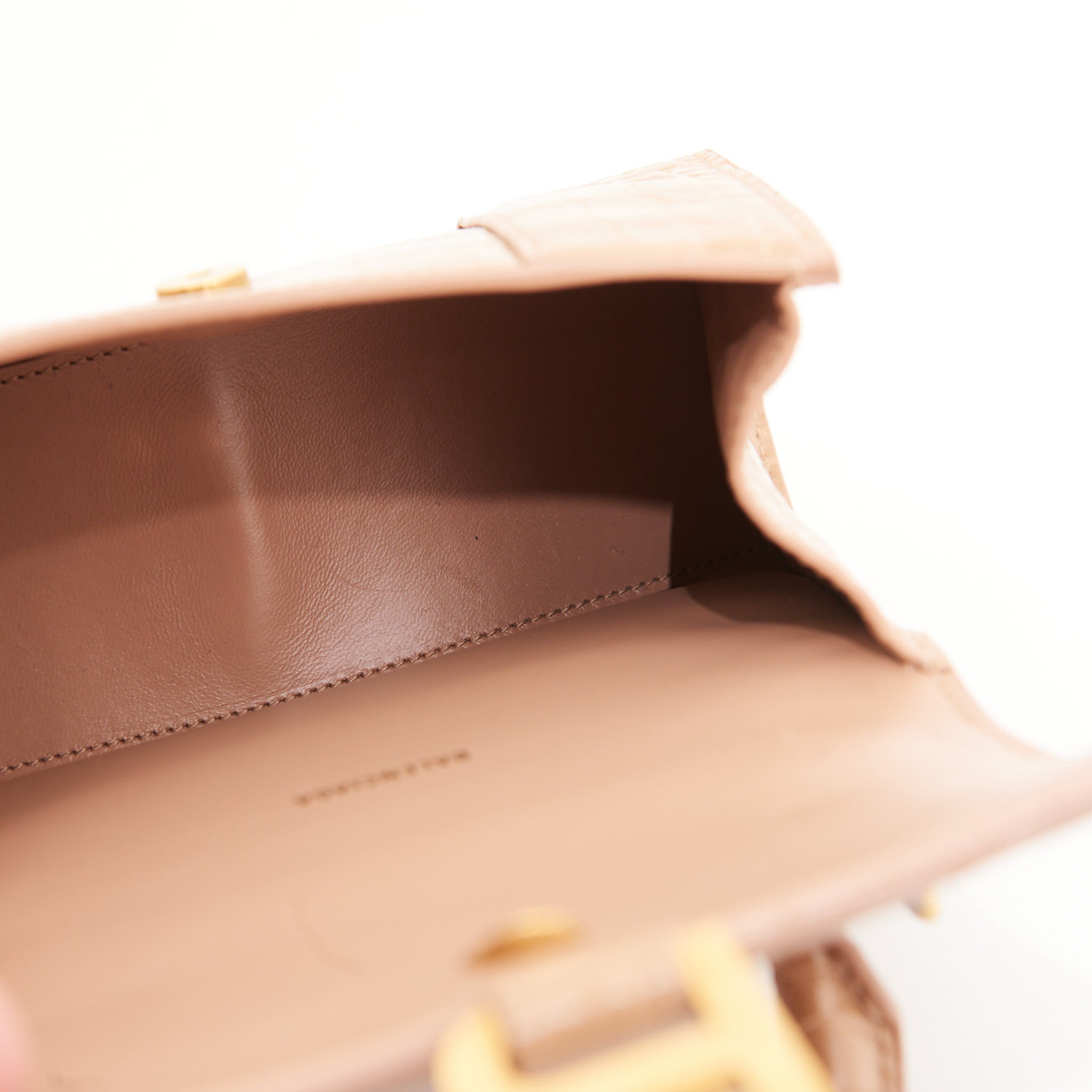 Balenciaga Small Hourglass Beige Croc Leather Handbag