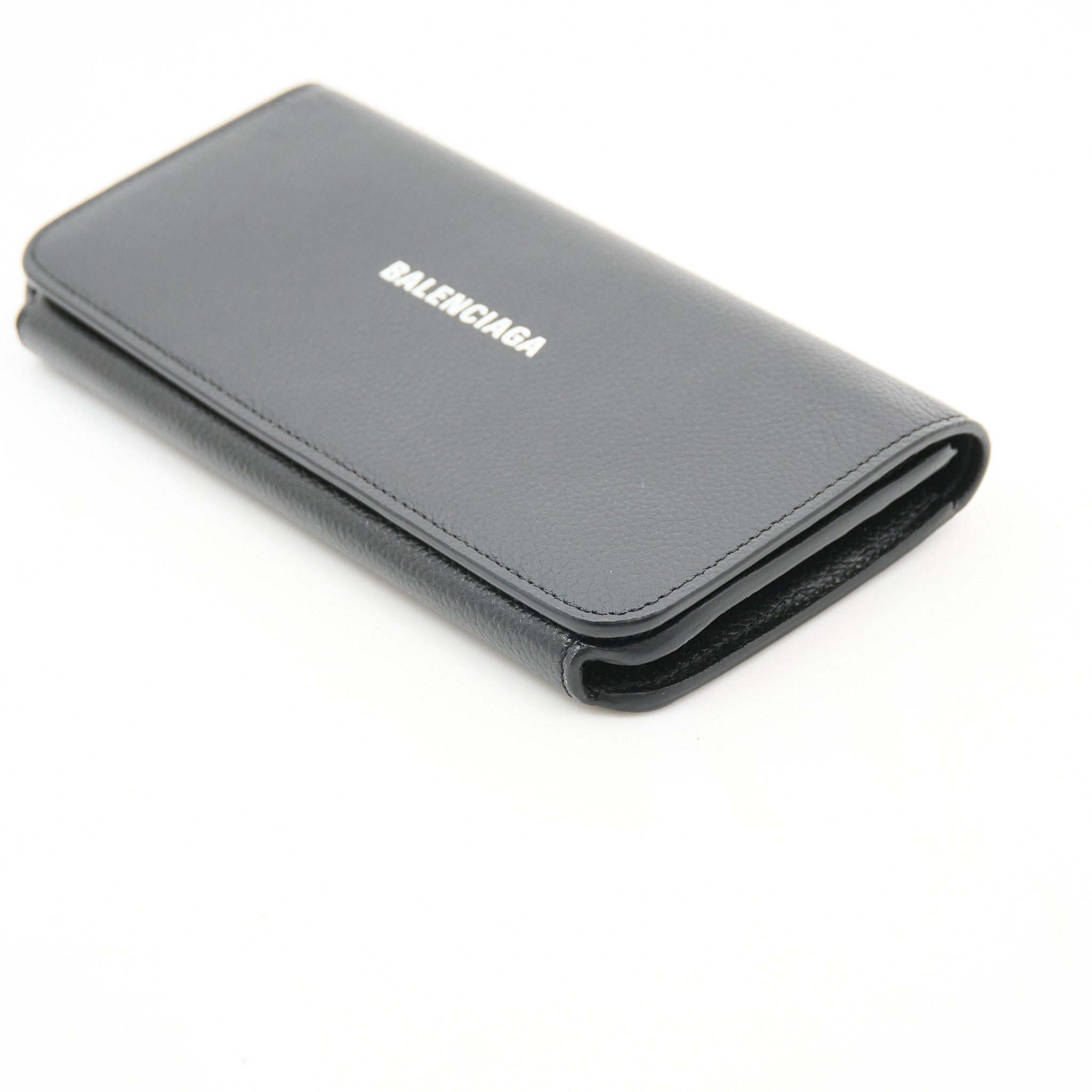 Balenciaga Black Leather Flap Wallet