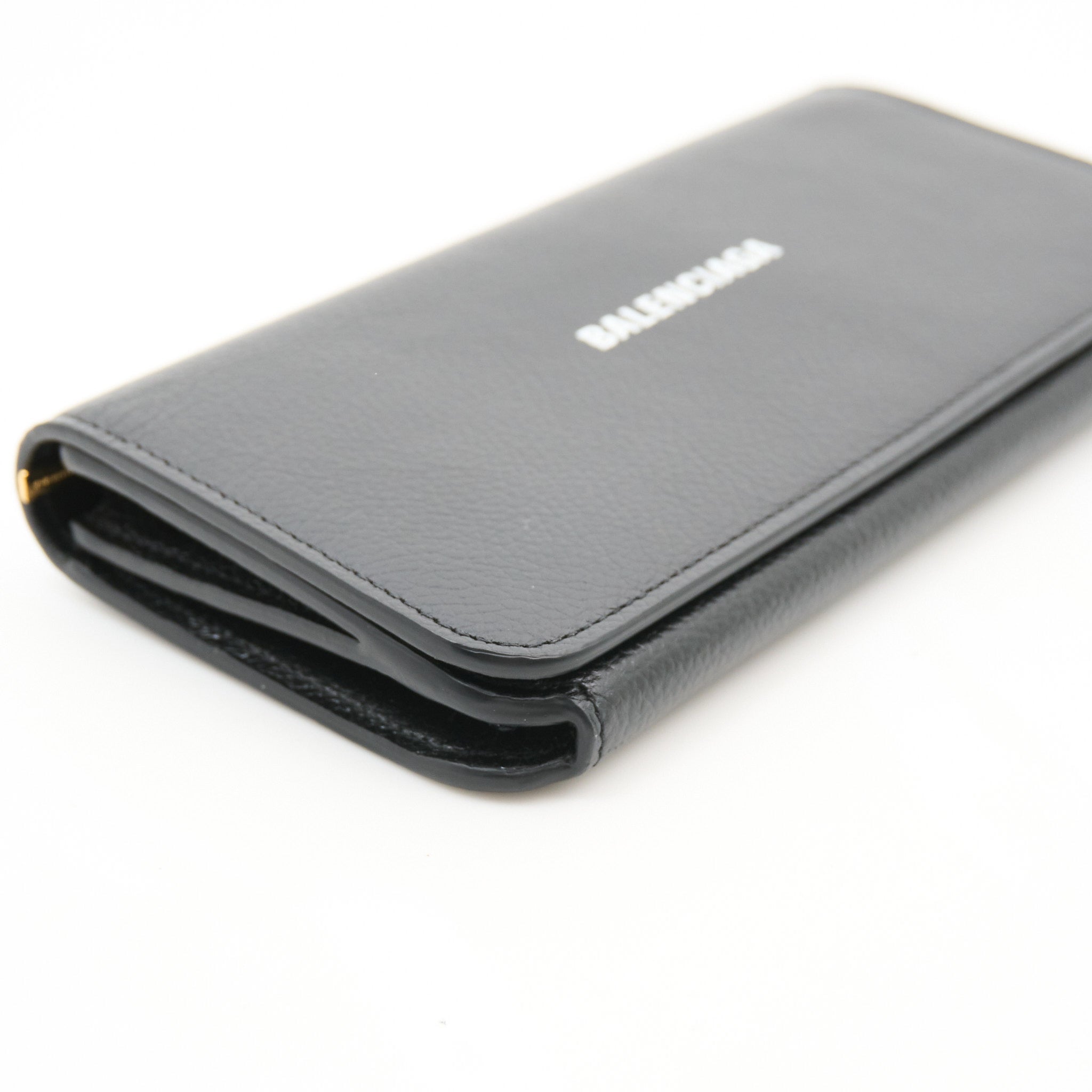 Balenciaga Black Leather Flap Wallet