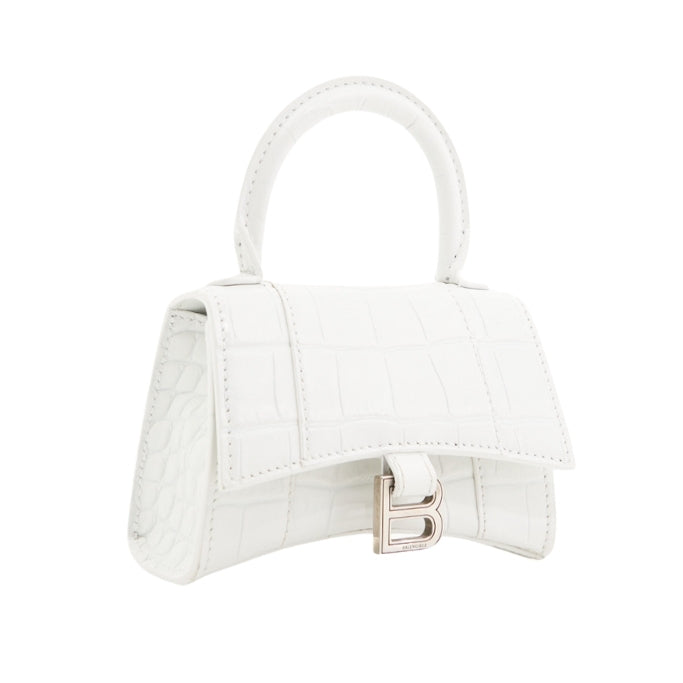 Balenciaga Super Mini Hourglass Bag in White Croc