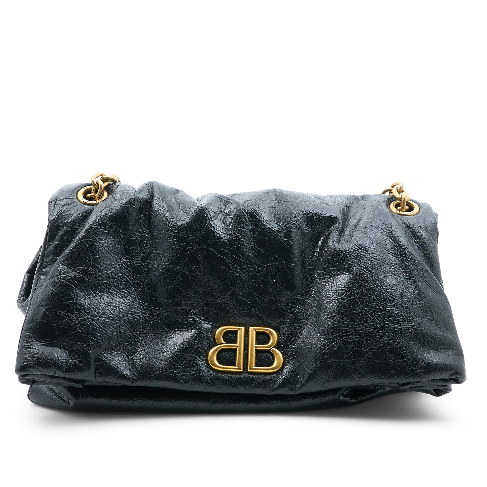 Balenciaga Monaco Crinkled Leather Shoulder Bag