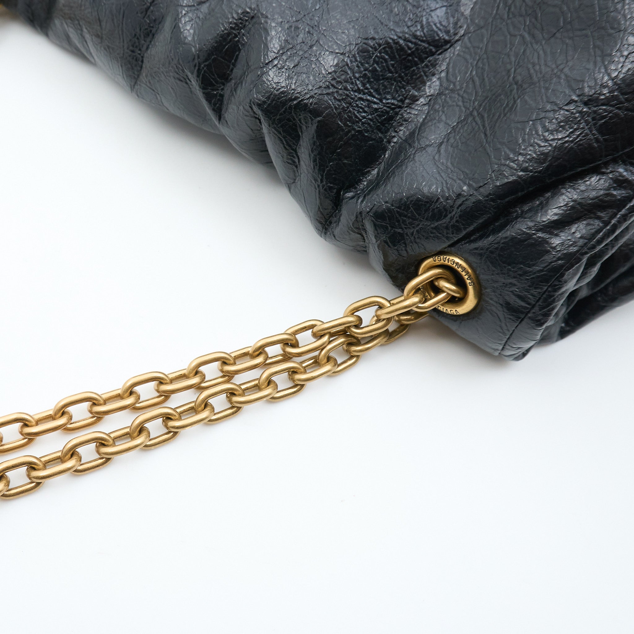 Balenciaga Monaco Crinkled Leather Shoulder Bag