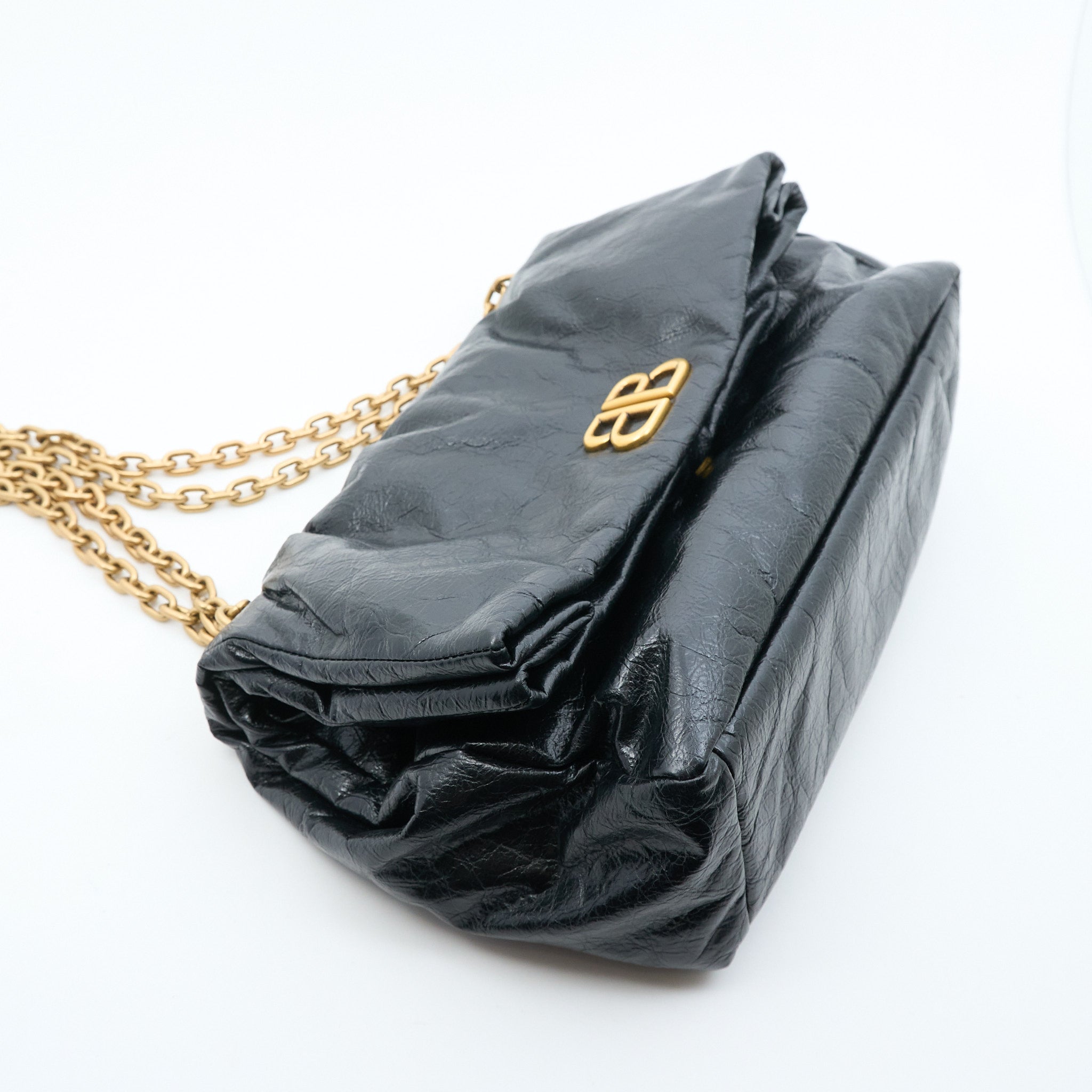 Balenciaga Monaco Crinkled Leather Shoulder Bag