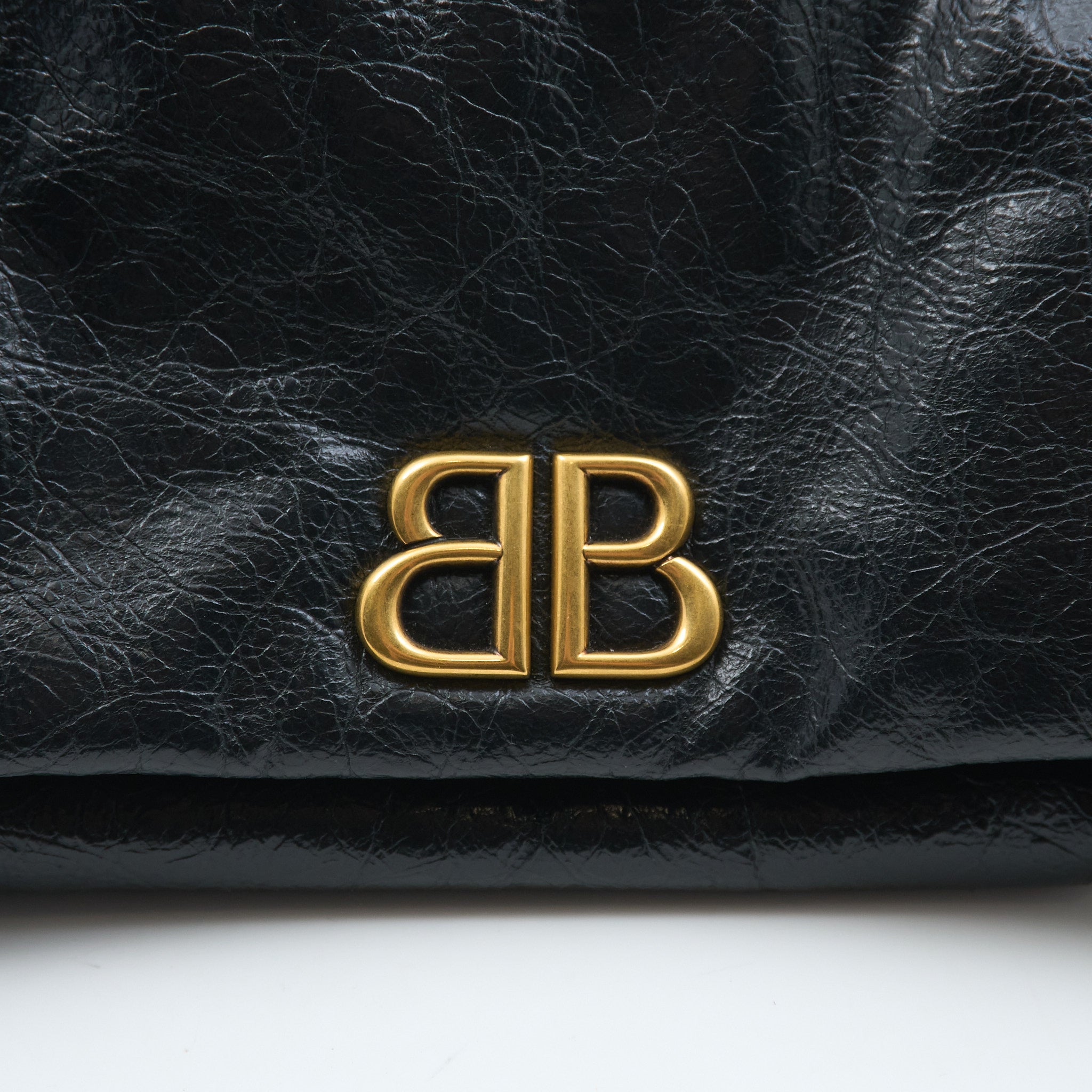 Balenciaga Monaco Crinkled Leather Shoulder Bag