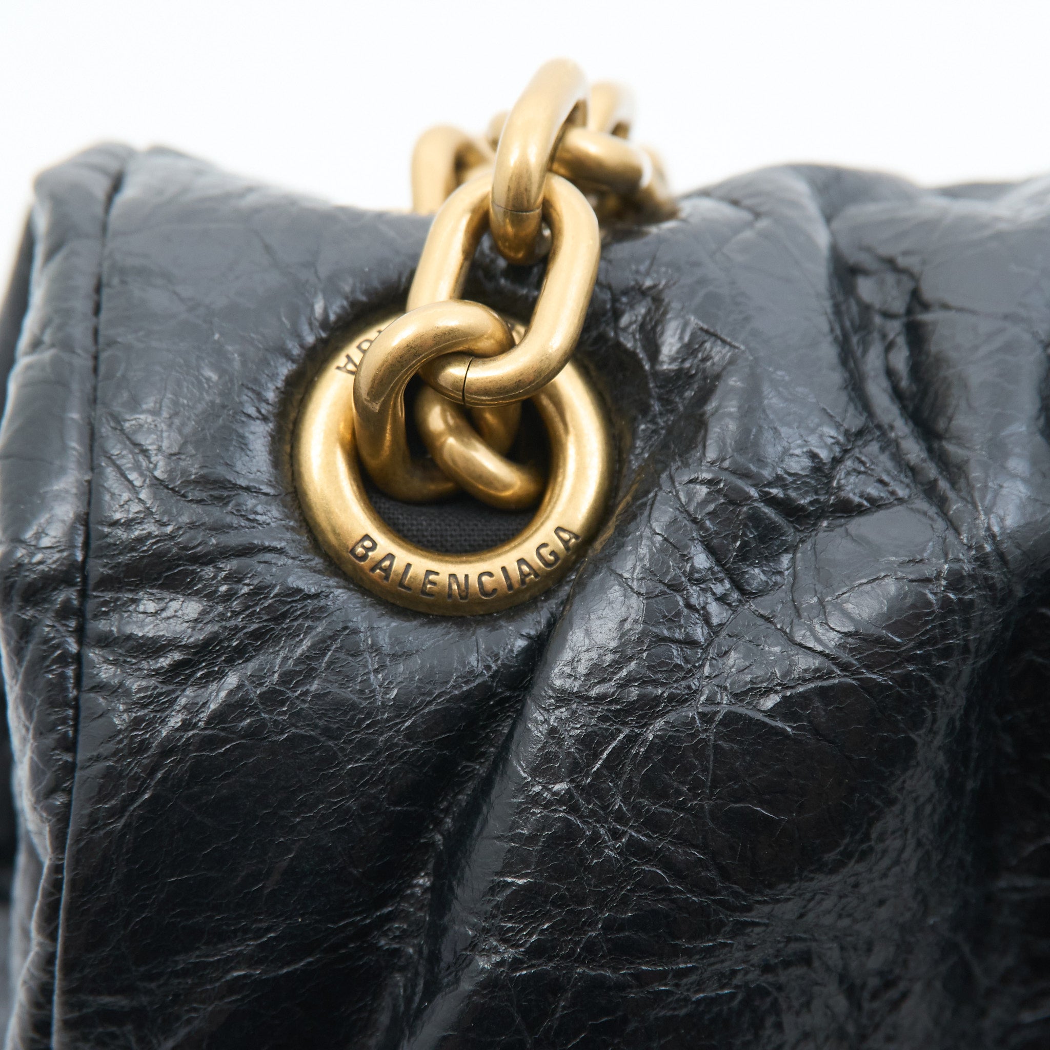 Balenciaga Monaco Crinkled Leather Shoulder Bag