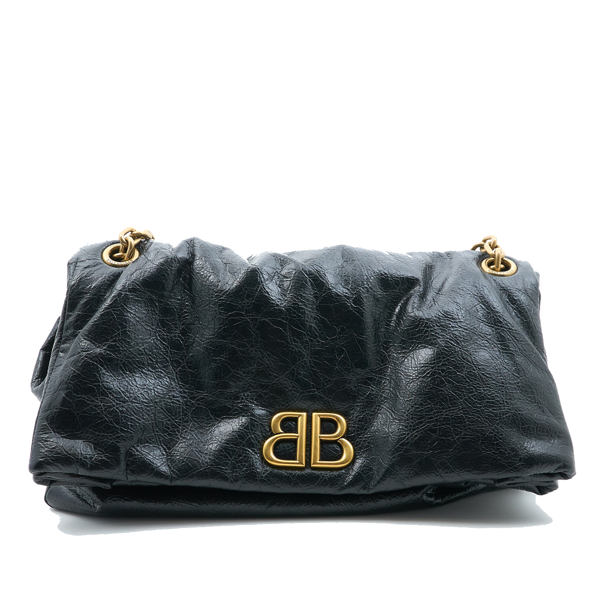 Balenciaga Monaco Crinkled Leather Shoulder Bag