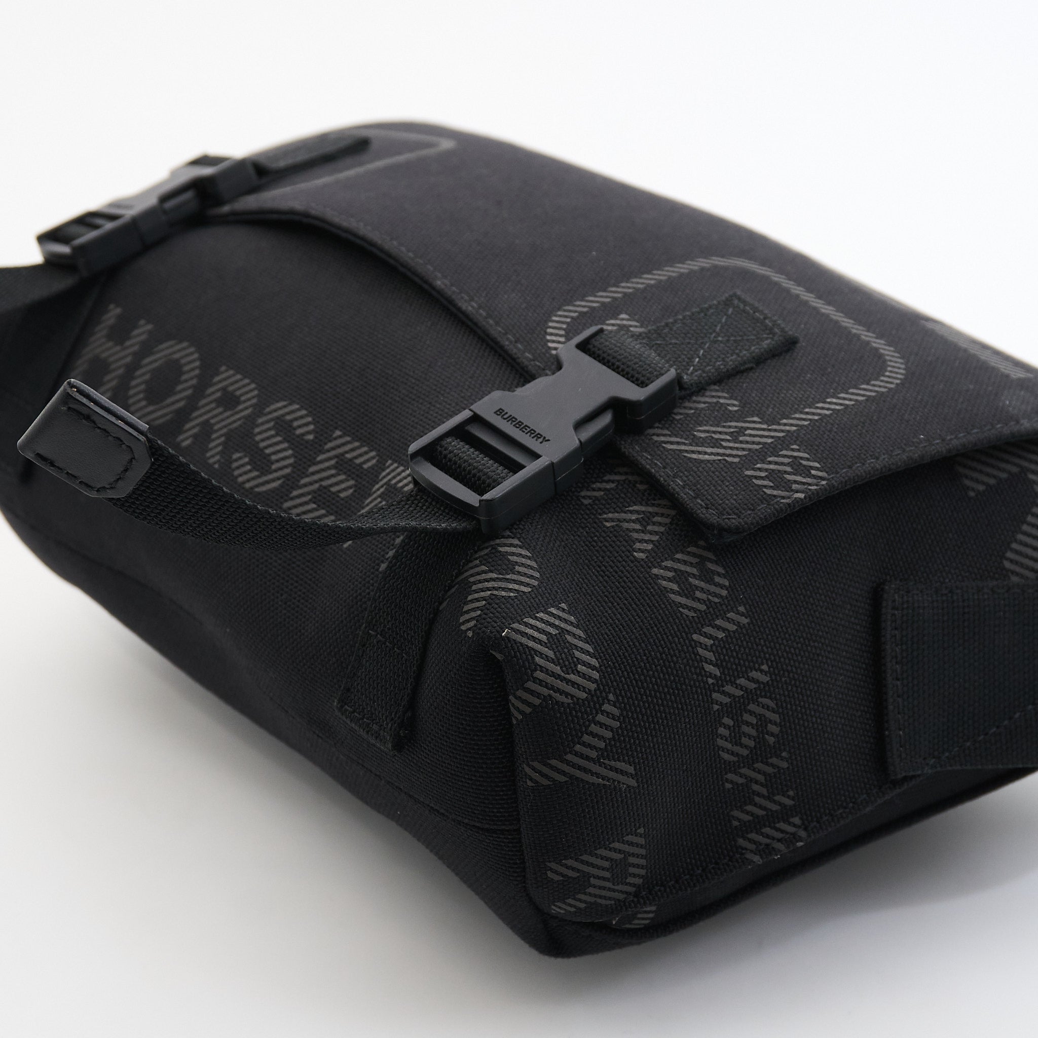 Burberry Canvas Horseferry Print Crossbody Bag in Black