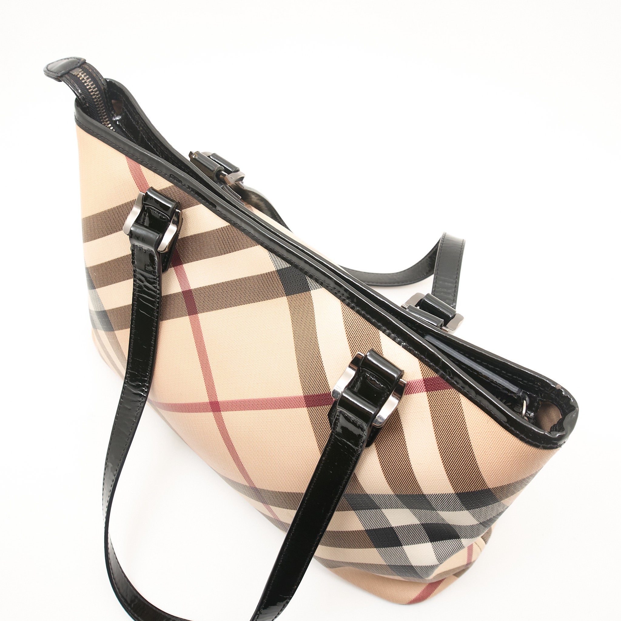 Burberry Check Canvas & Leather Tote