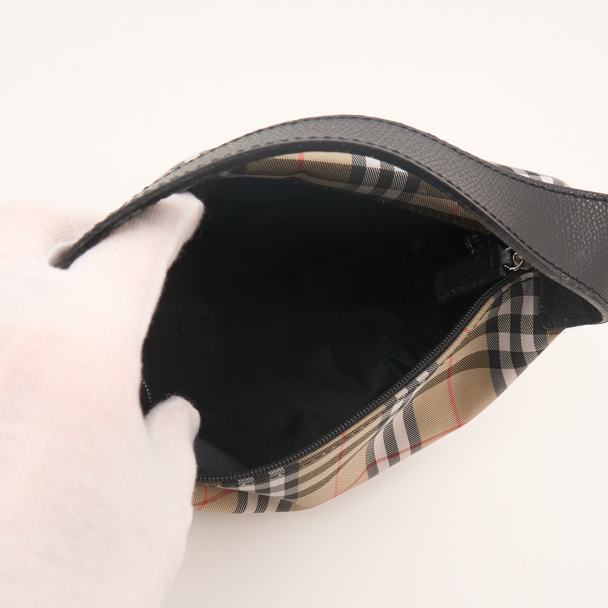 Burberry Check Canvas Pouch Bag