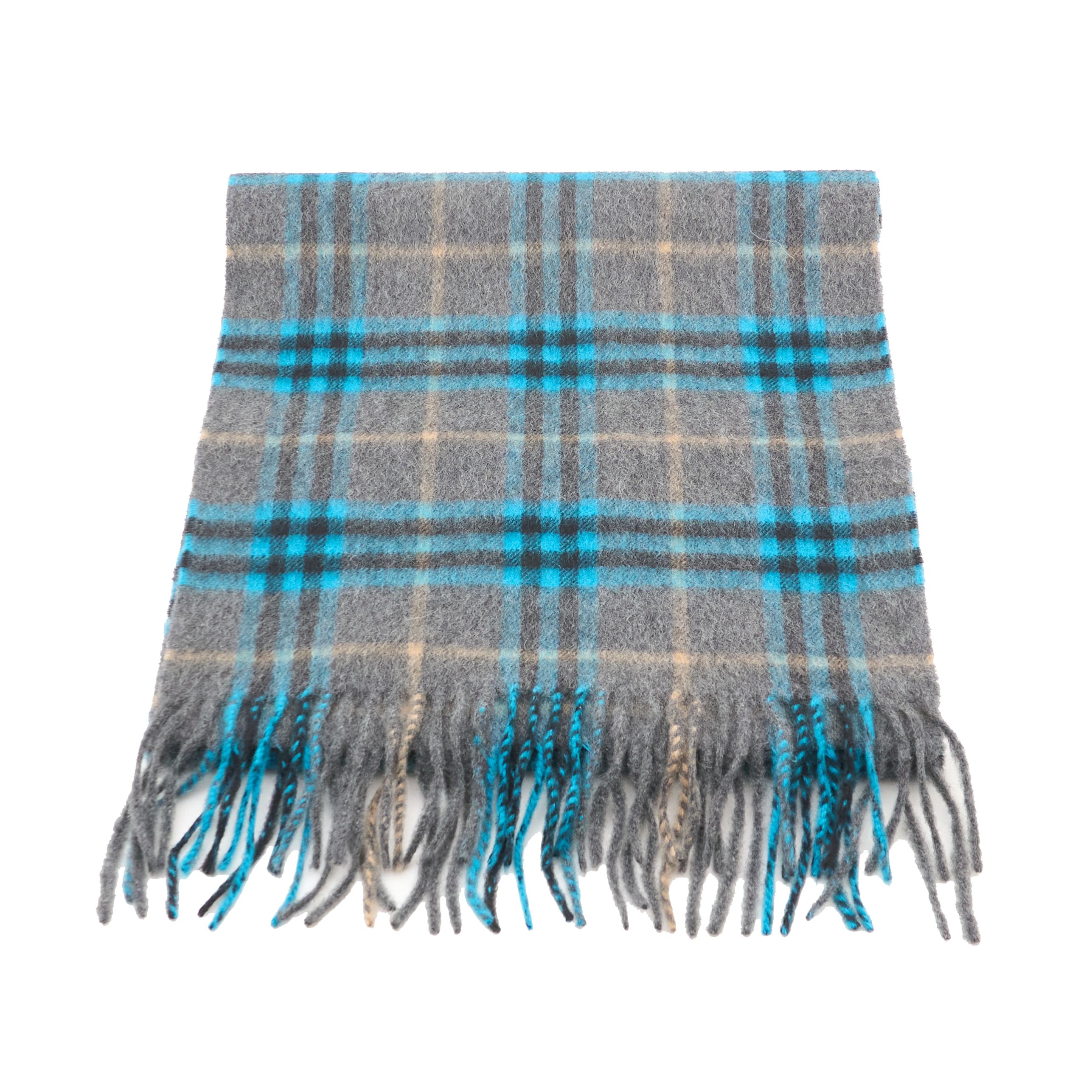 Burberry Cashmere Check Scarf Grey Blue