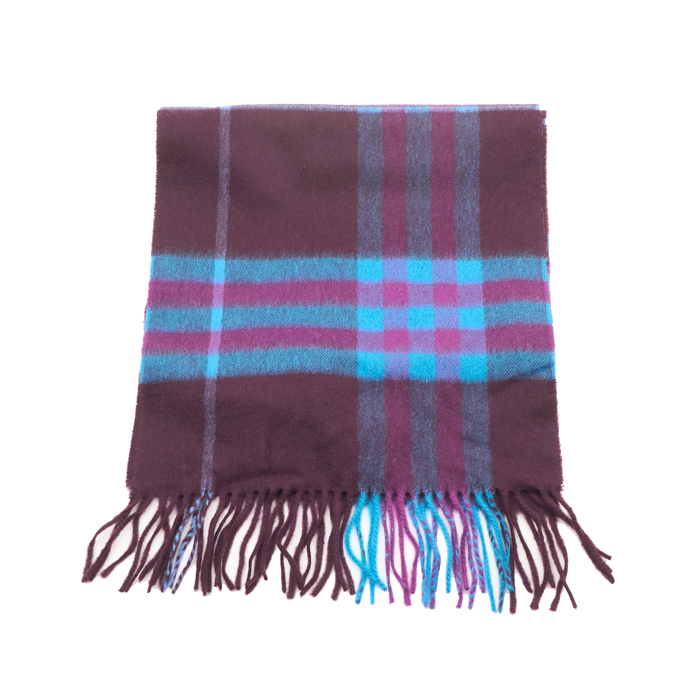Burberry Cashmere Check Scarf Pink Purple Blue