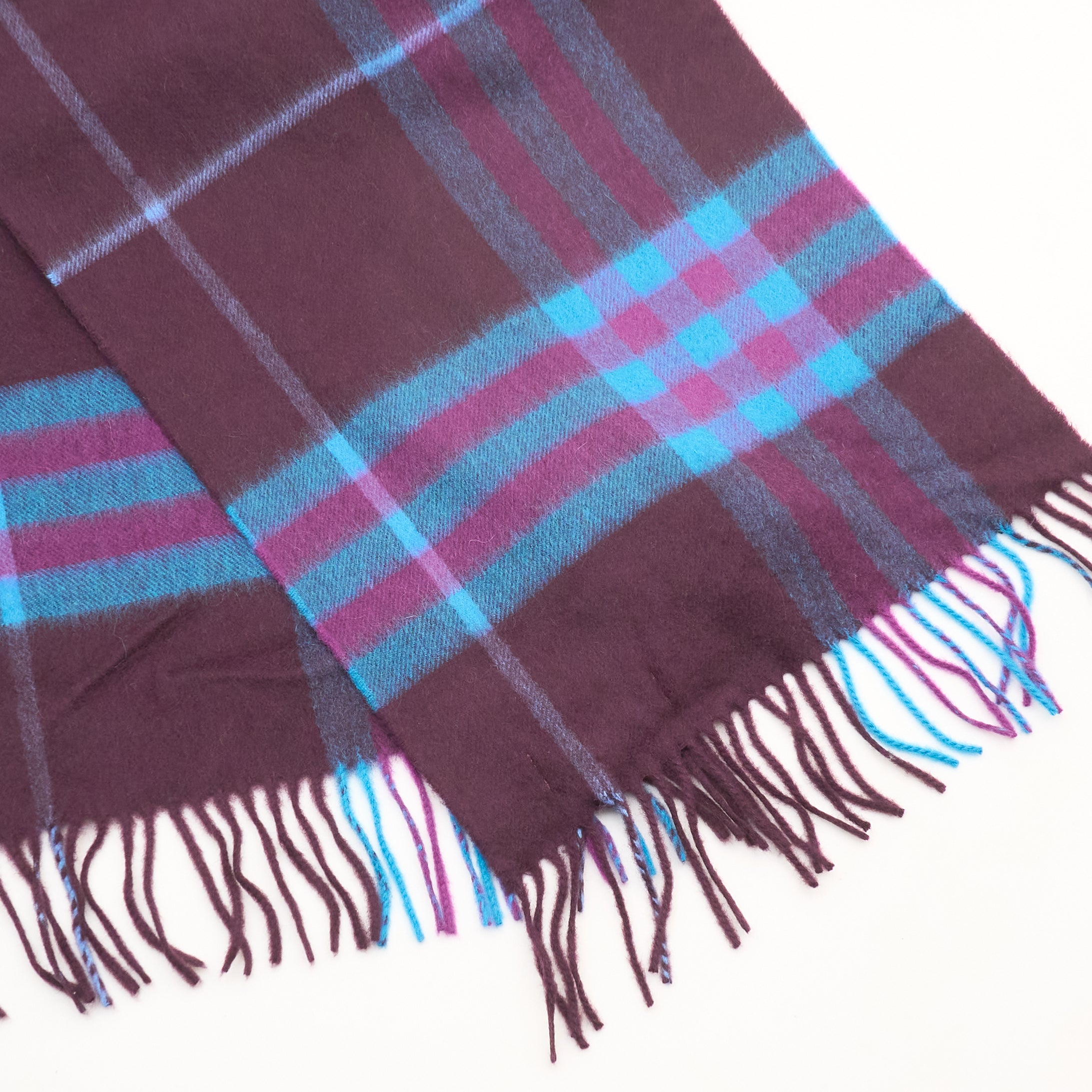 Burberry Cashmere Check Scarf Pink Purple Blue