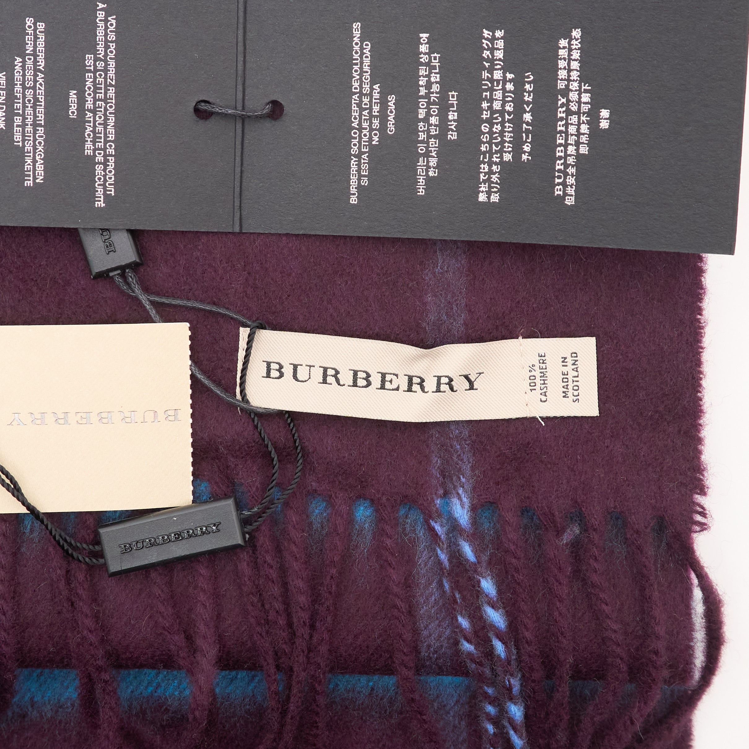 Burberry Cashmere Check Scarf Pink Purple Blue