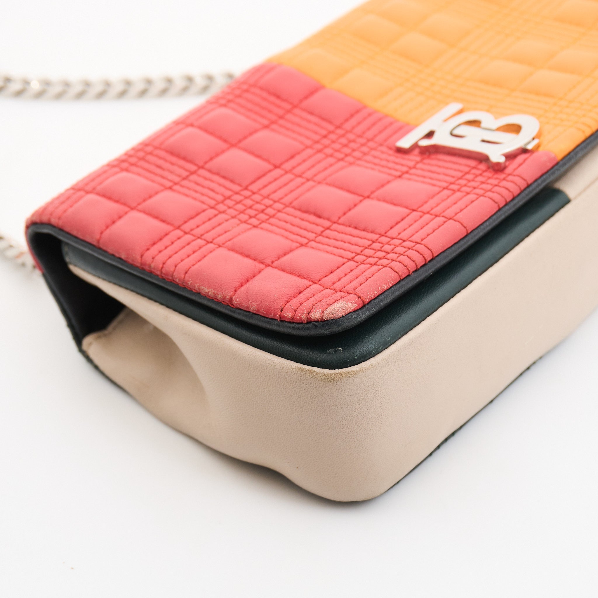 Burberry Leather Quilted Crossbody in Orange and Red