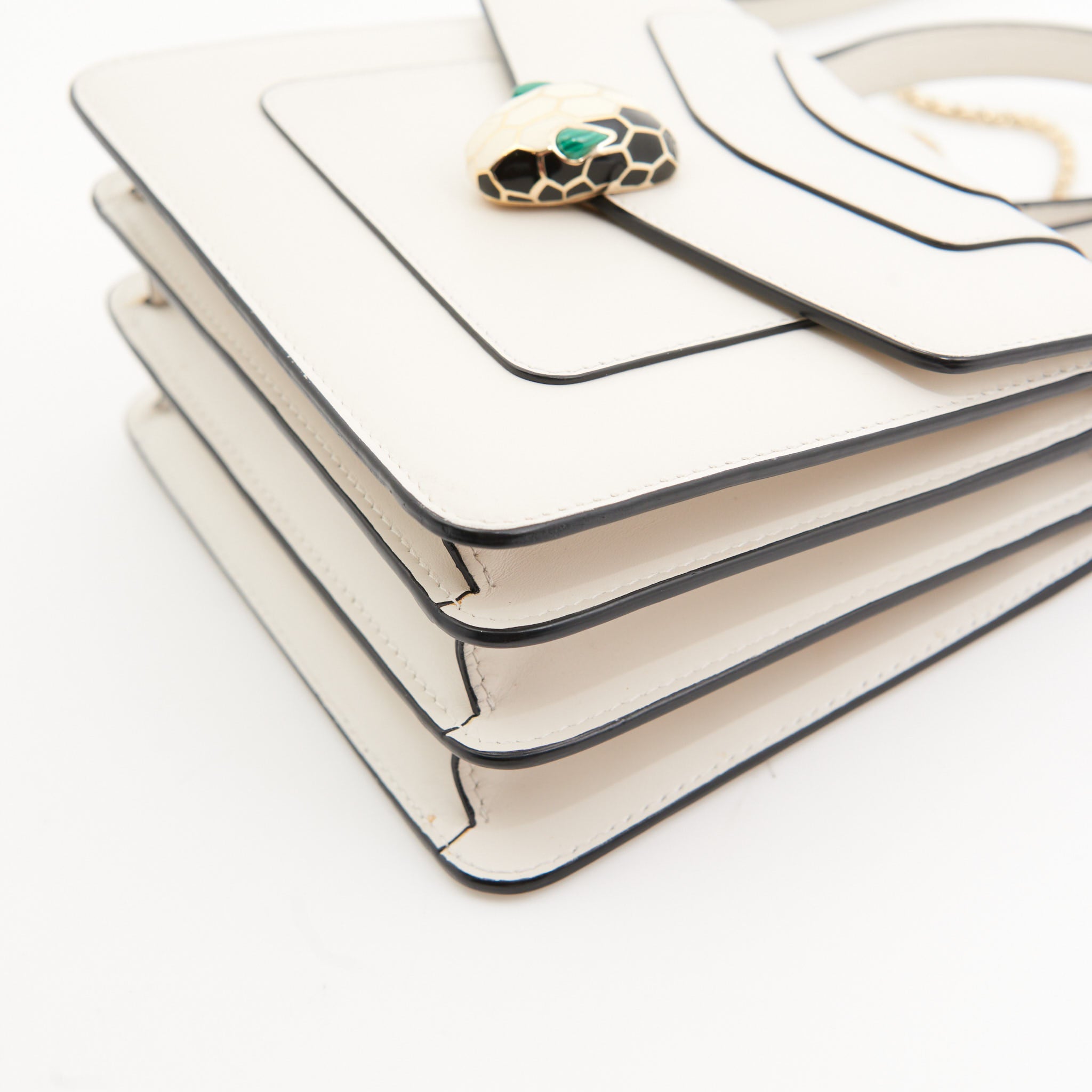 Bvlgari Calfskin Serpenti Top Handle in White GHW