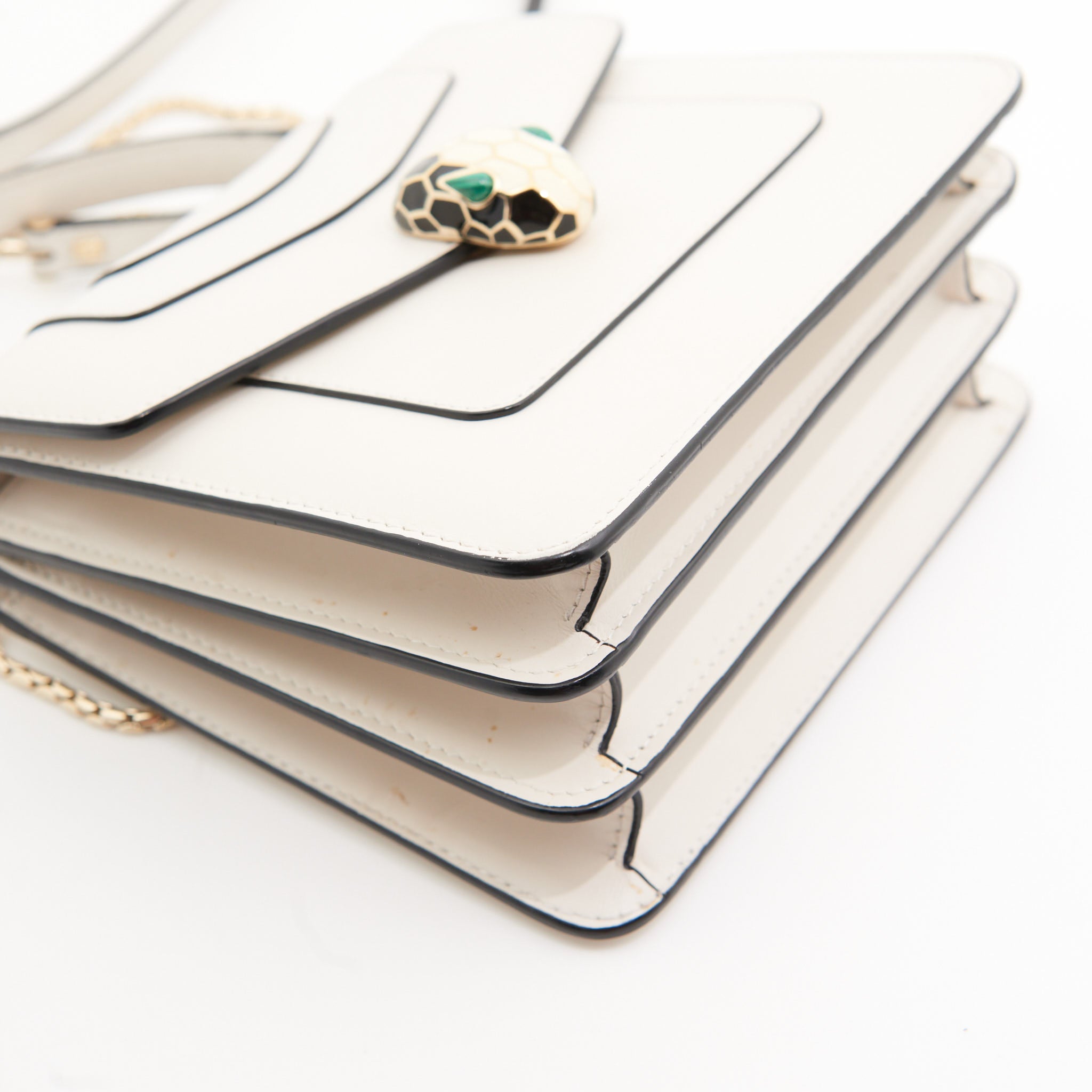 Bvlgari Calfskin Serpenti Top Handle in White GHW