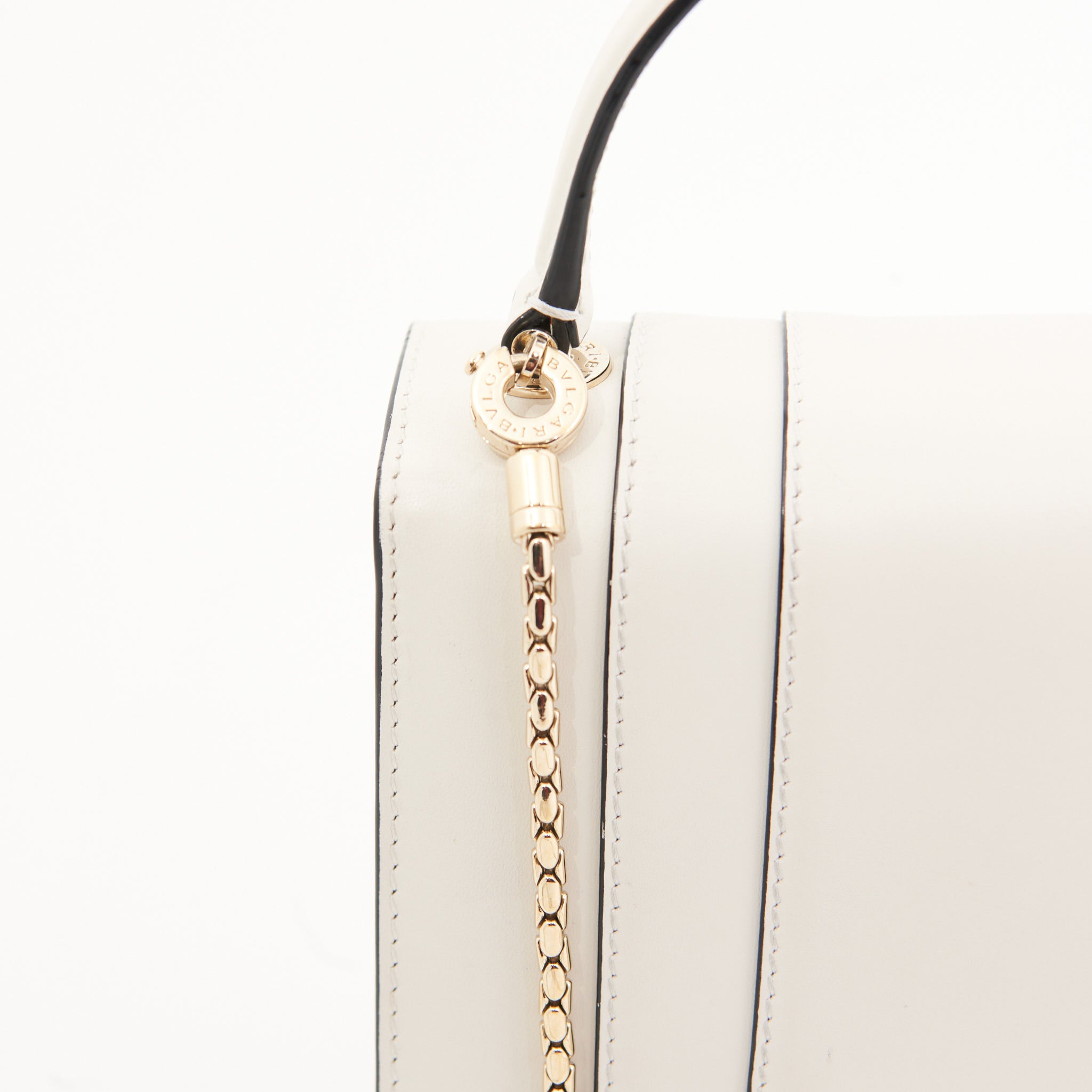 Bvlgari Calfskin Serpenti Top Handle in White GHW