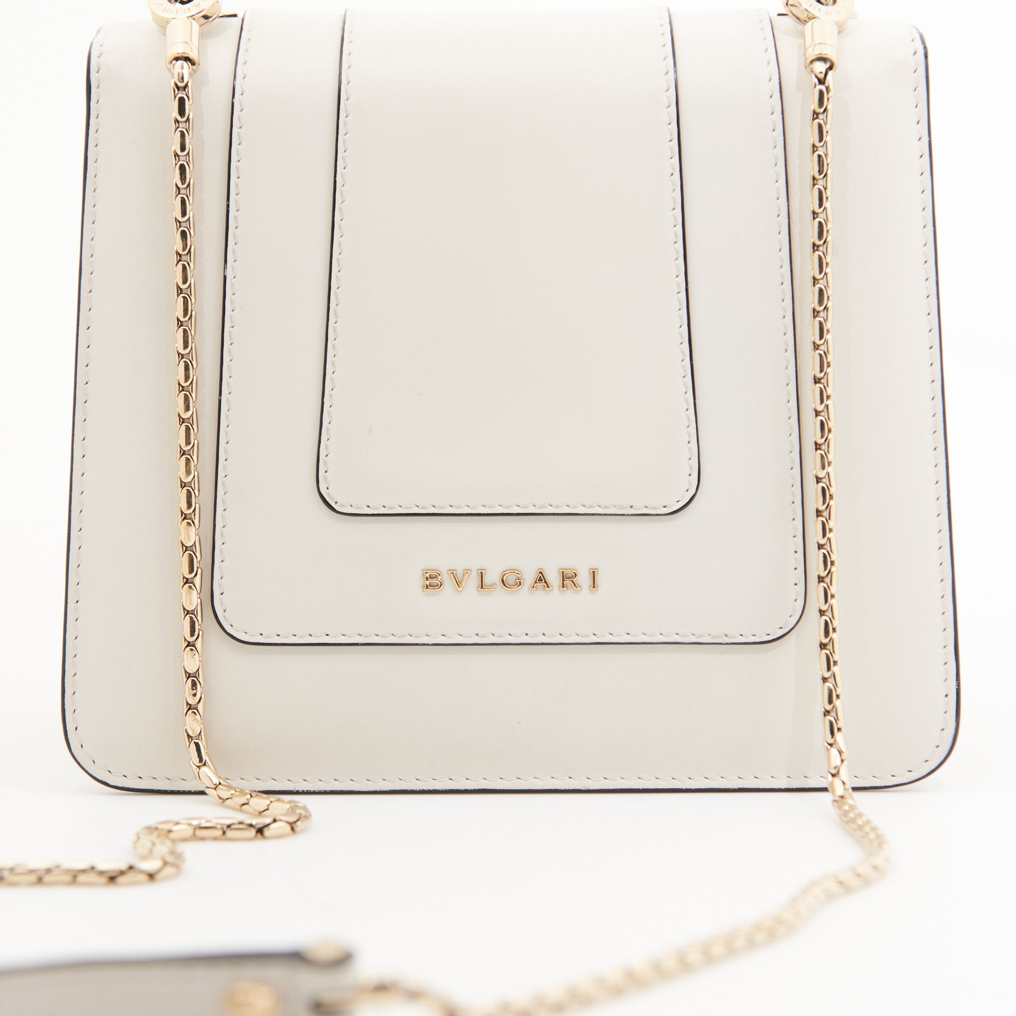 Bvlgari Calfskin Serpenti Top Handle in White GHW