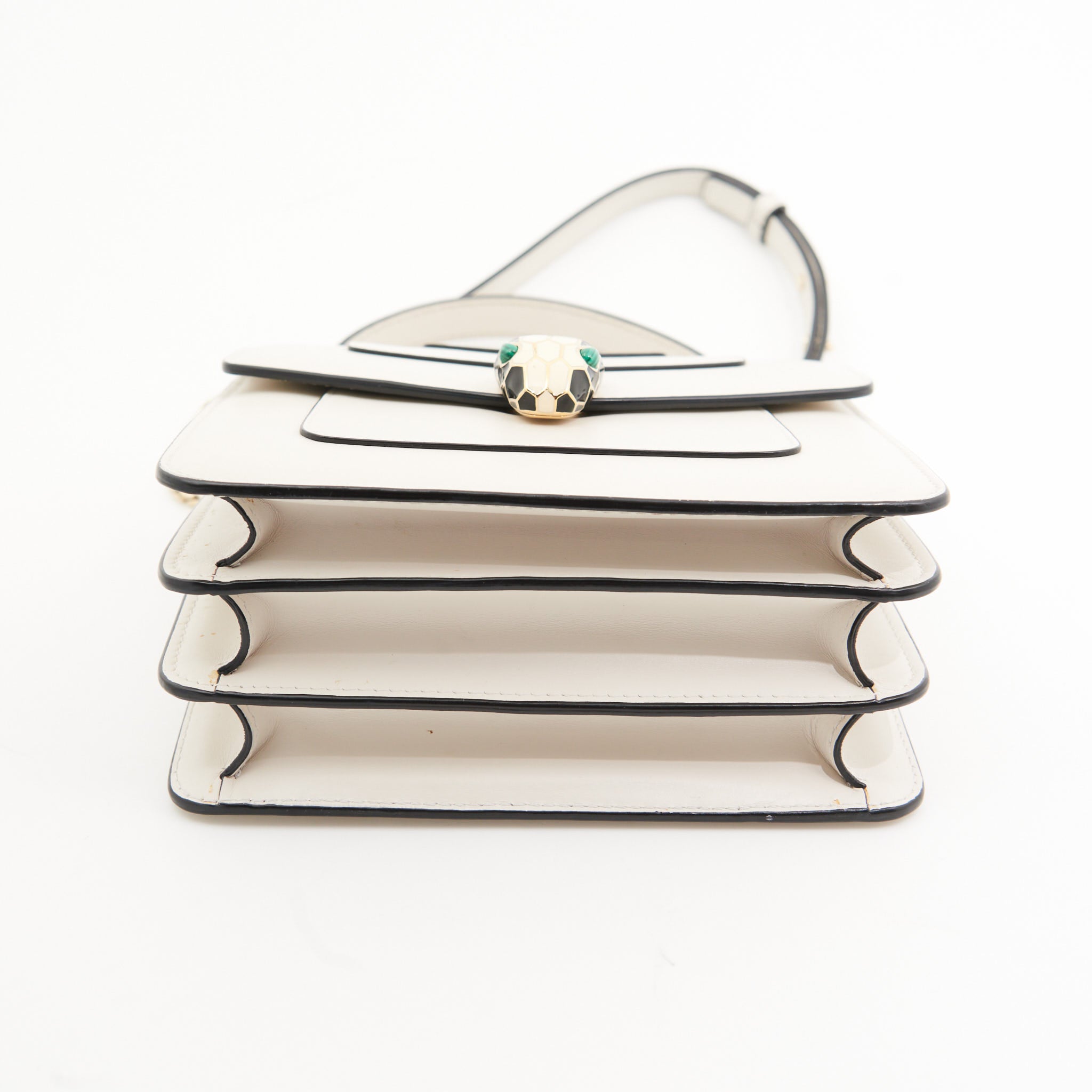 Bvlgari Calfskin Serpenti Top Handle in White GHW