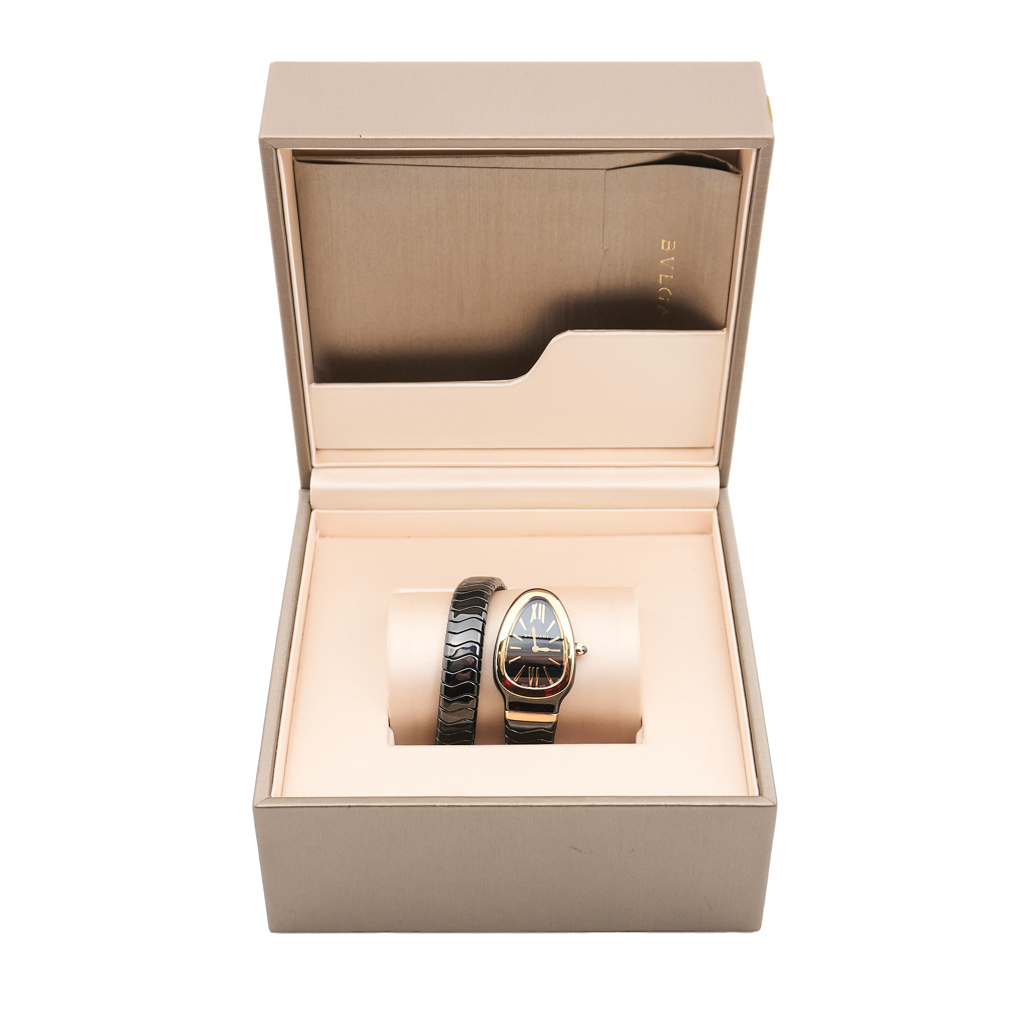 Bvlgari Ceramic Coated Steel Sertenti Spiga Watch in Black GHW