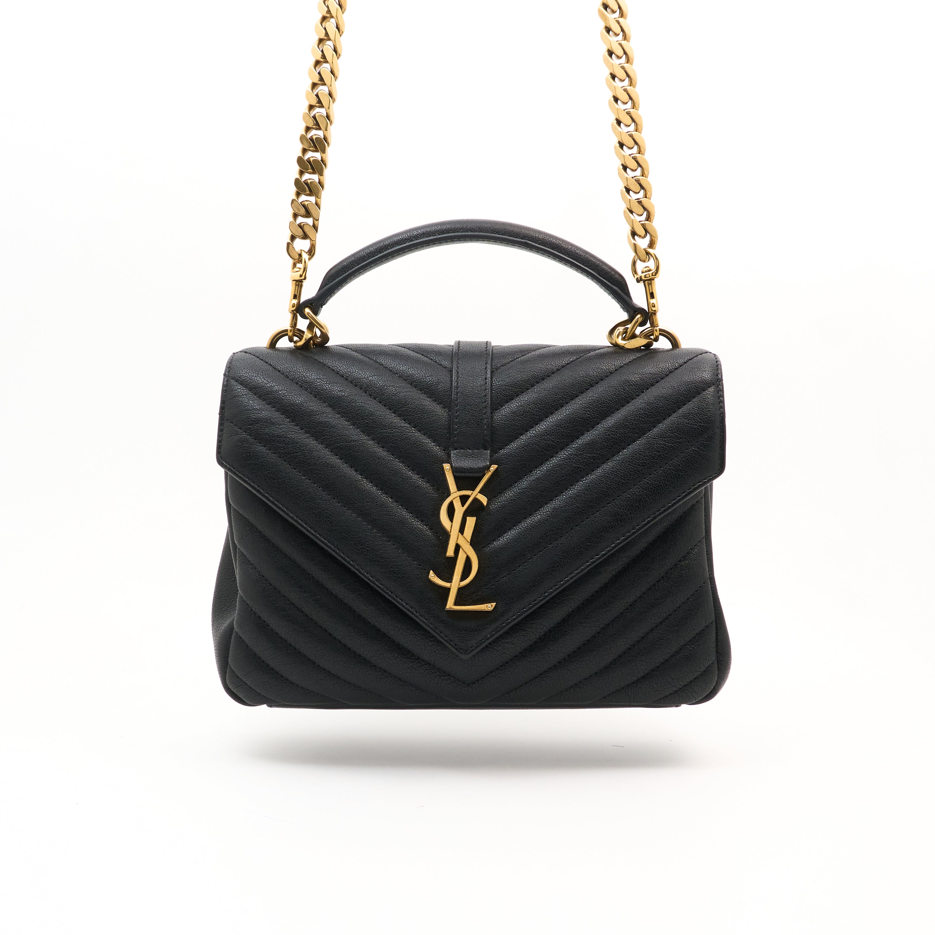 Saint Laurent College Black Leather Bag