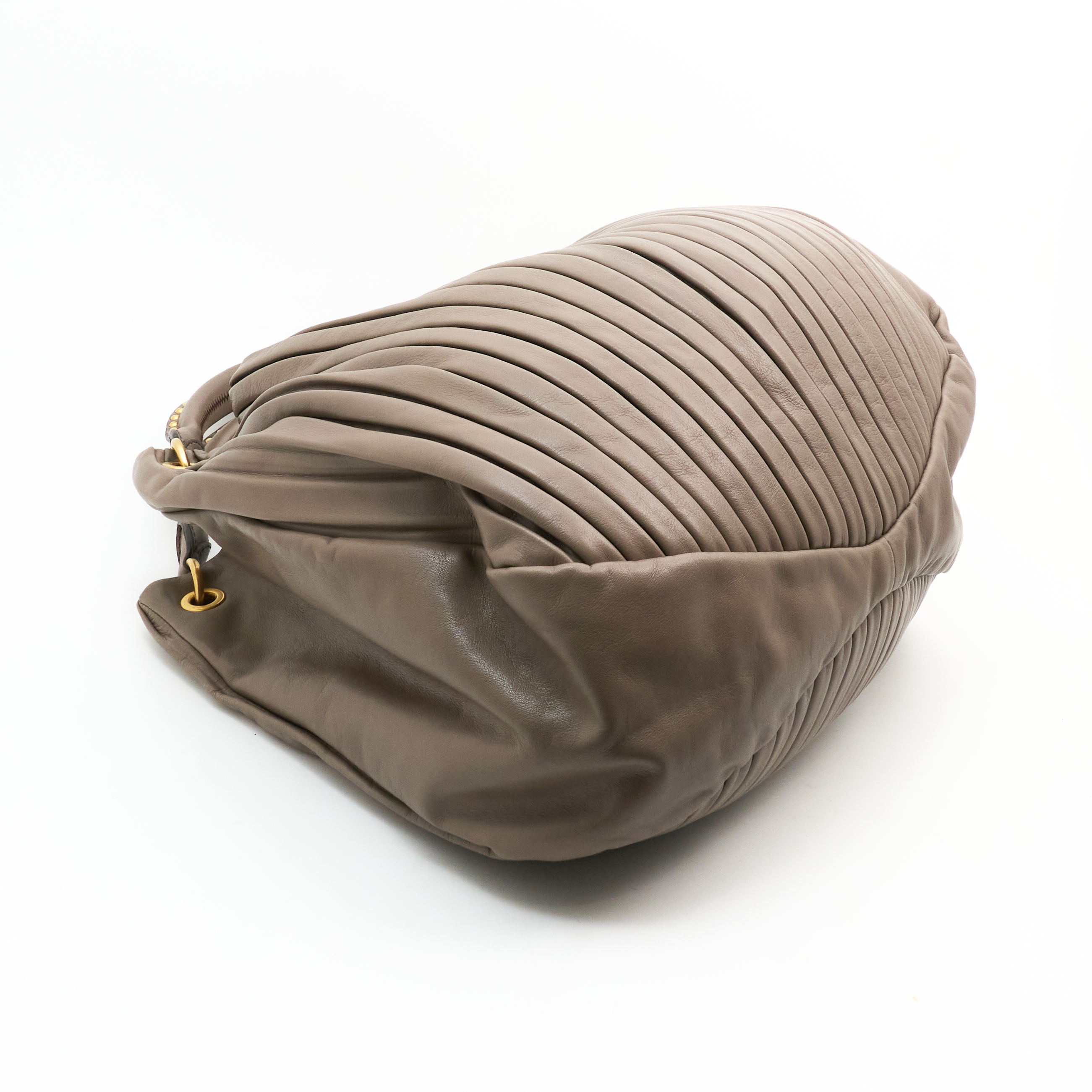 Miu Miu Bosco Plisse Leather Hobo Bag