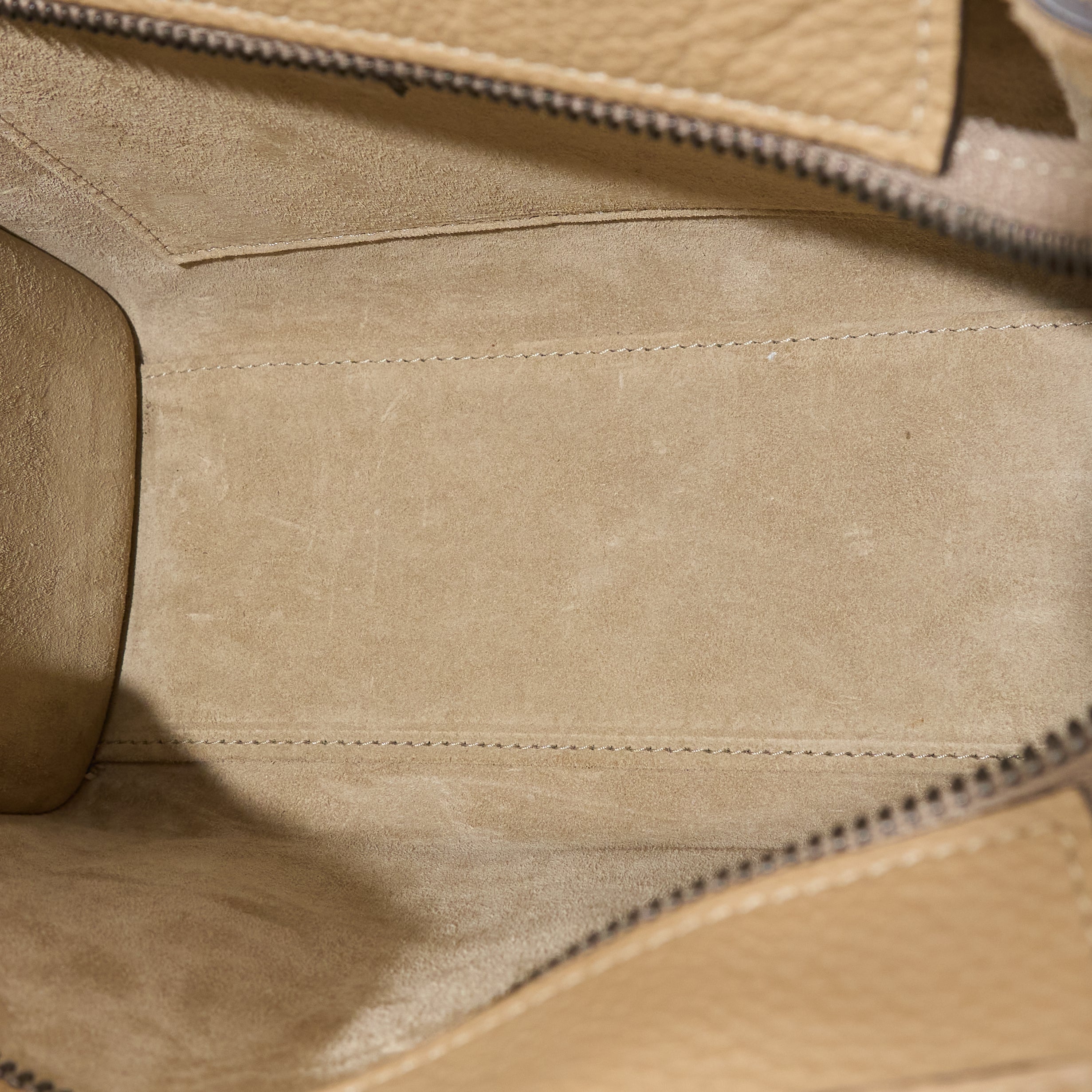 Celine Luggage Nano Handbag In Beige Drummed Calfskin Leather