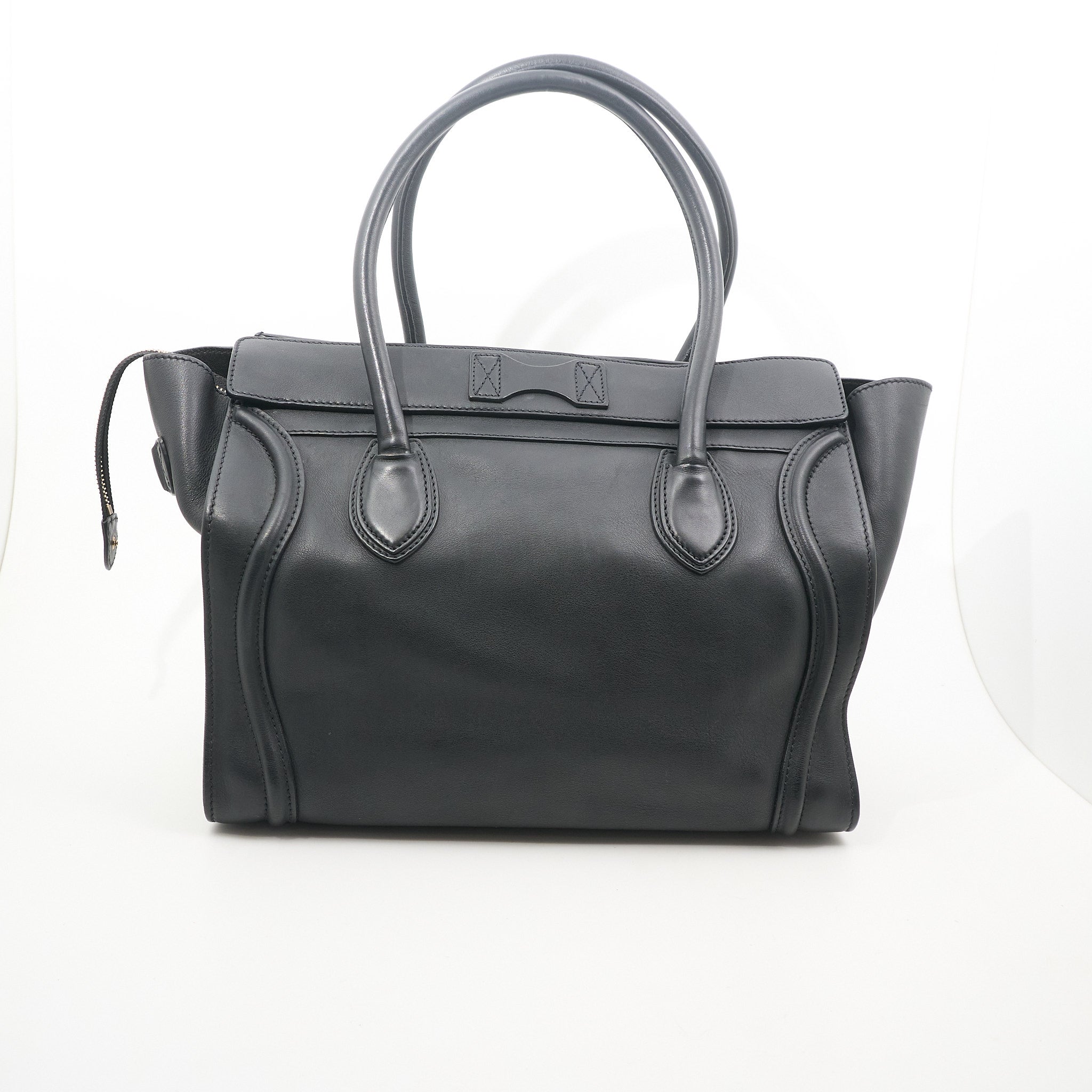 Celine Black Leather Luggage Tote Bag
