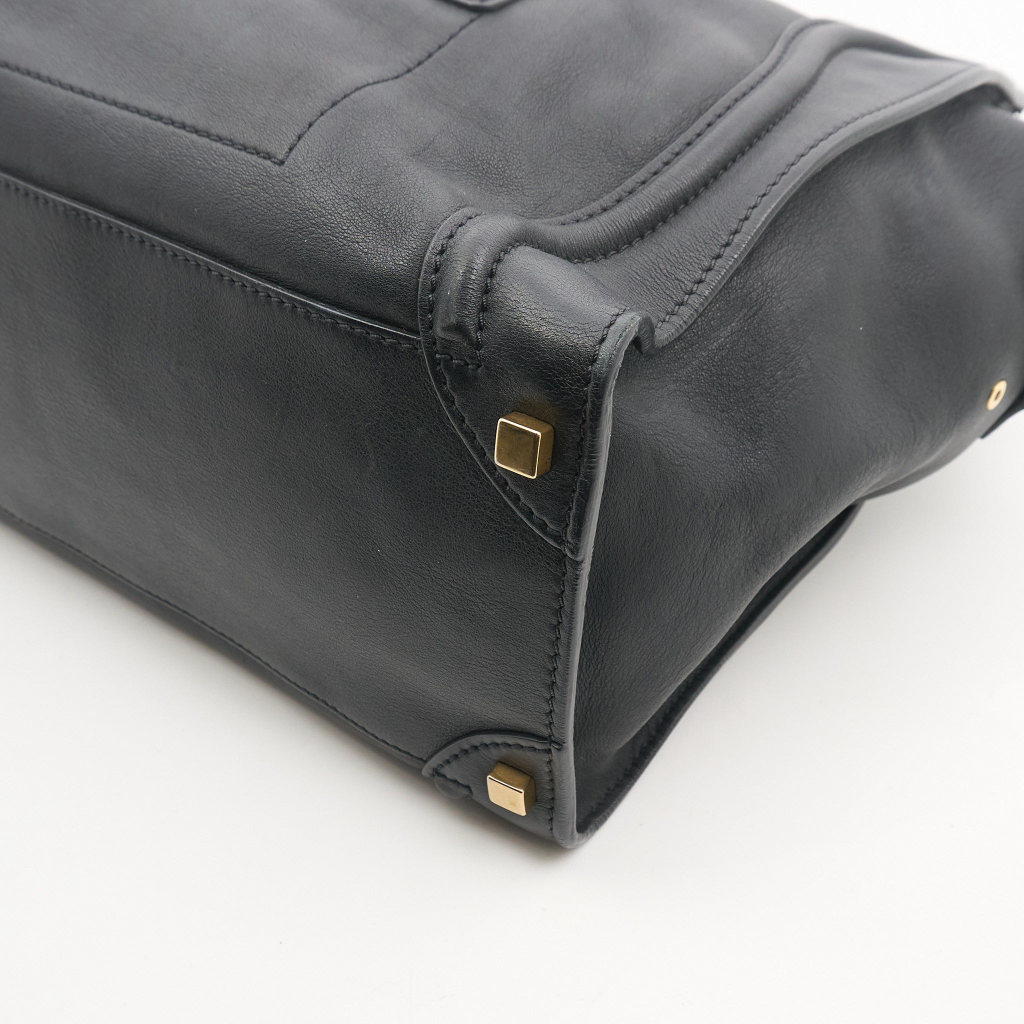 Celine Black Leather Luggage Tote Bag