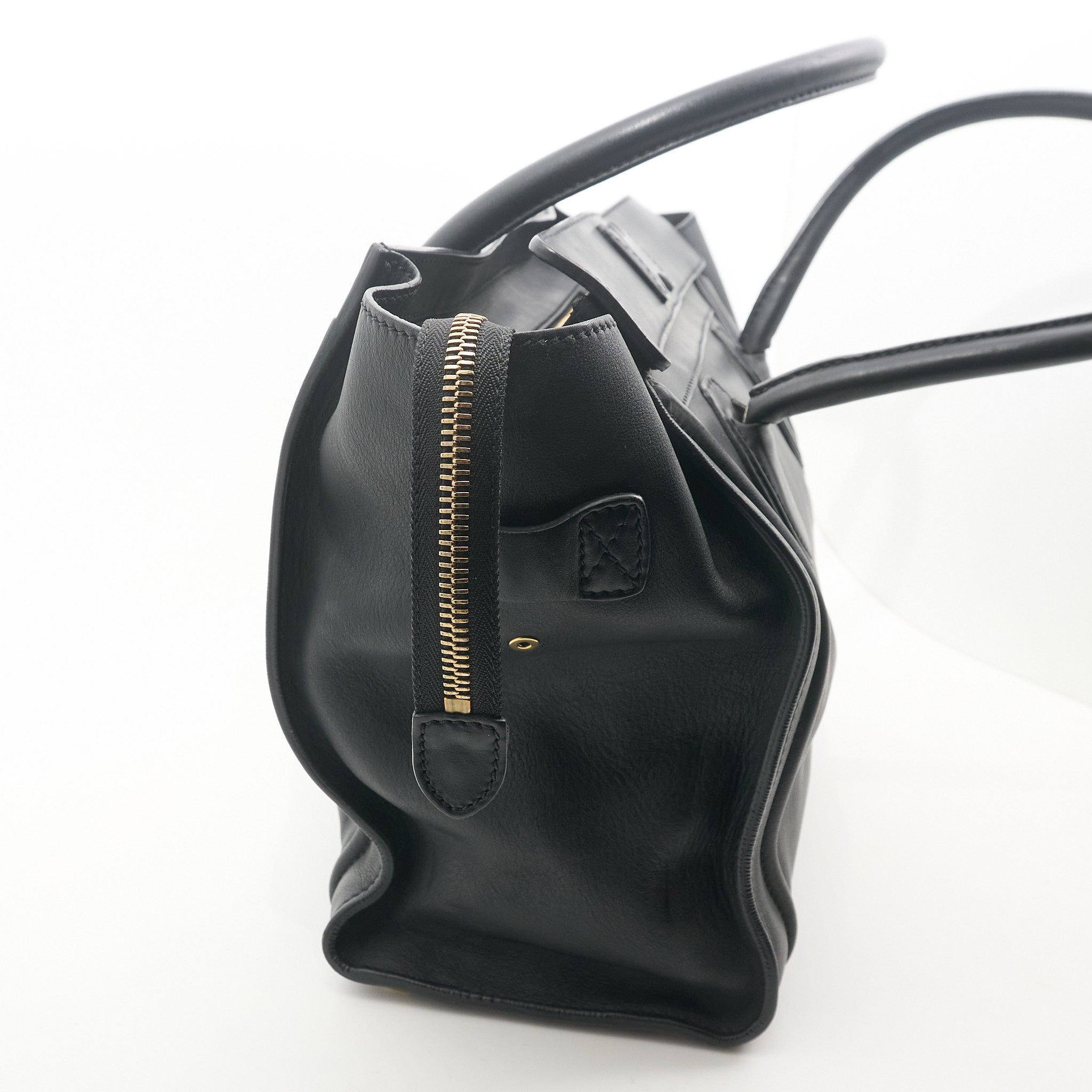 Celine Black Leather Luggage Tote Bag