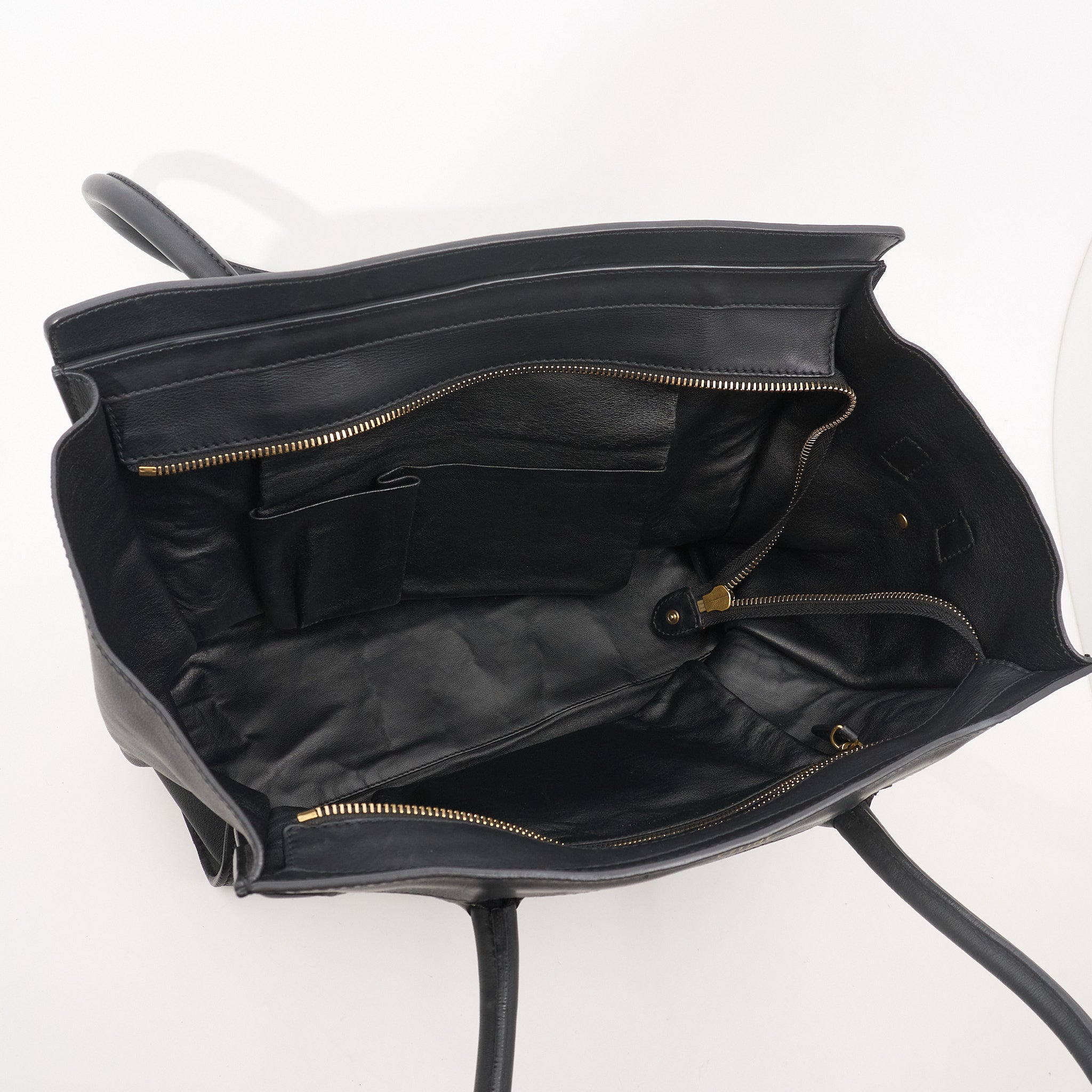 Celine Black Leather Luggage Tote Bag