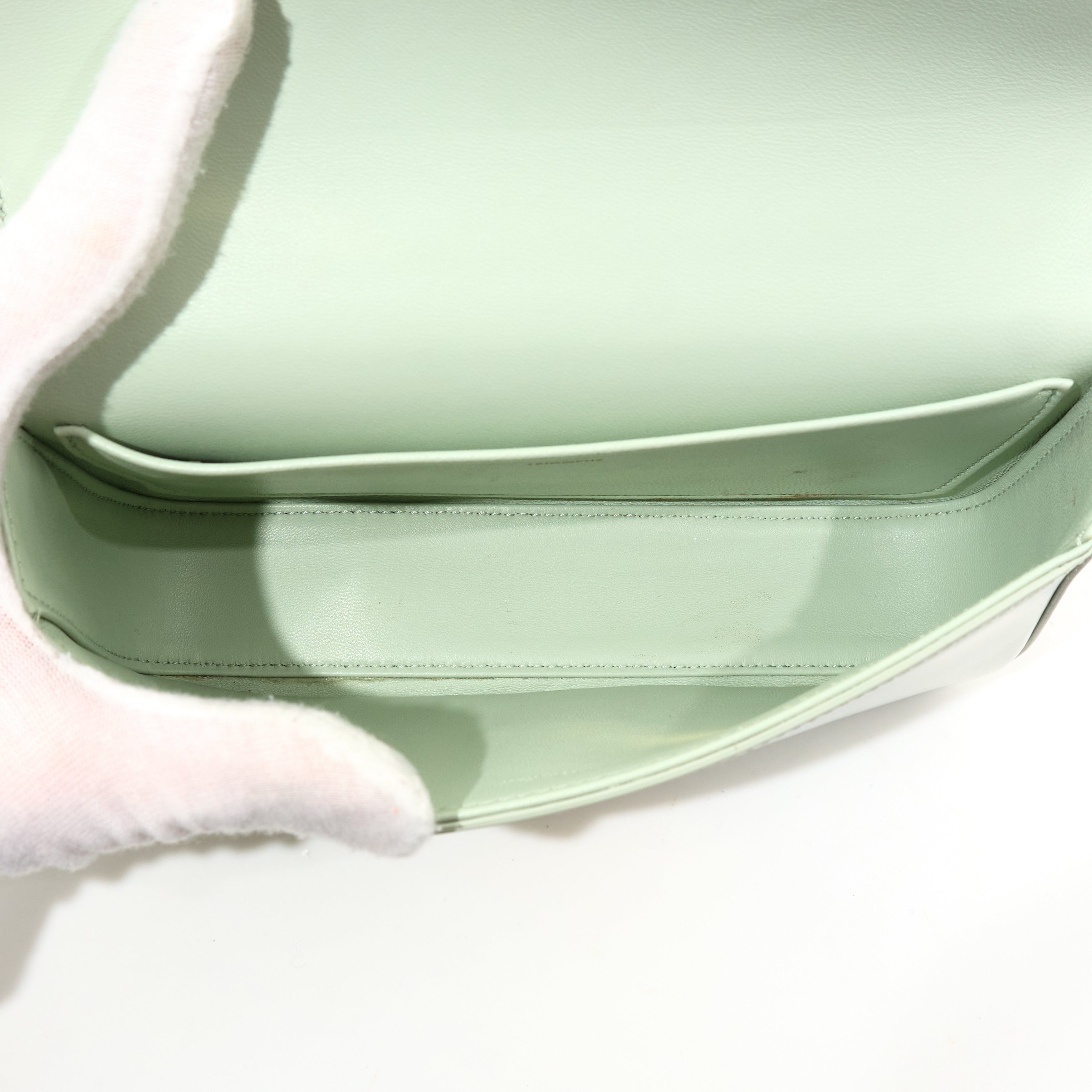 Celine Calfskin Triomphe Chain Shoulder Bag Jade