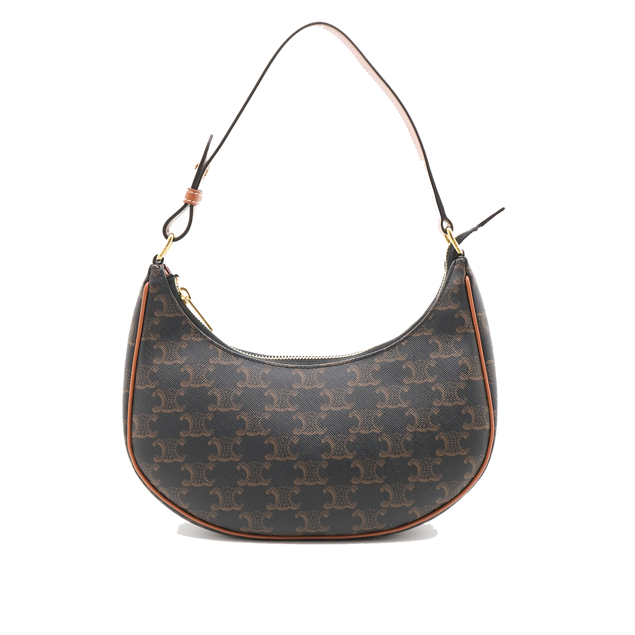 Celine Triomphe Canvas Calfskin Ava Shoulder Bag Tan