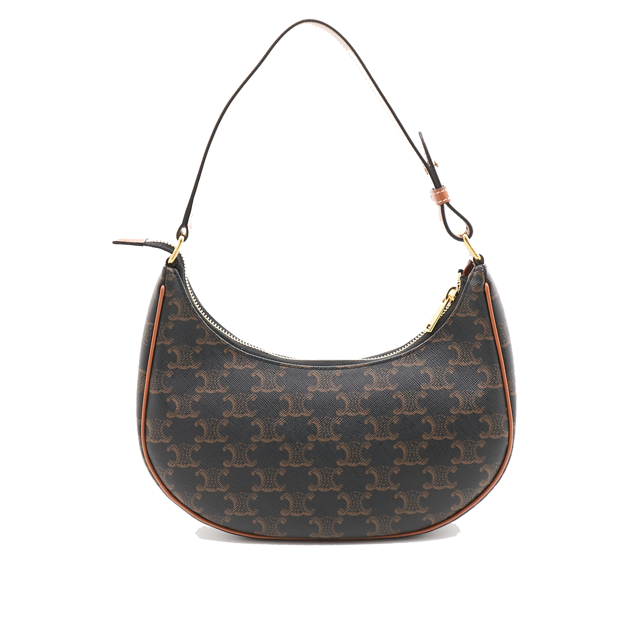 Celine Triomphe Canvas Calfskin Ava Shoulder Bag Tan