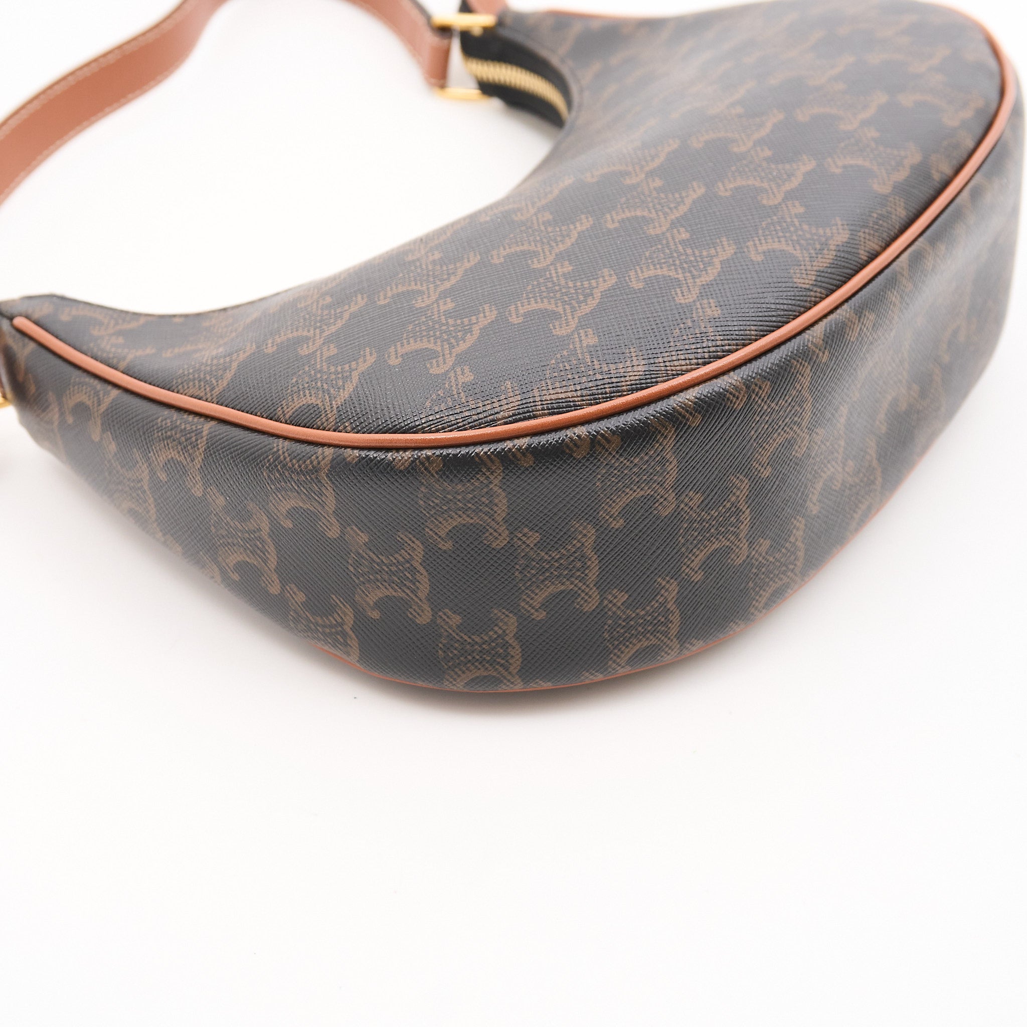 Celine Triomphe Canvas Calfskin Ava Shoulder Bag Tan