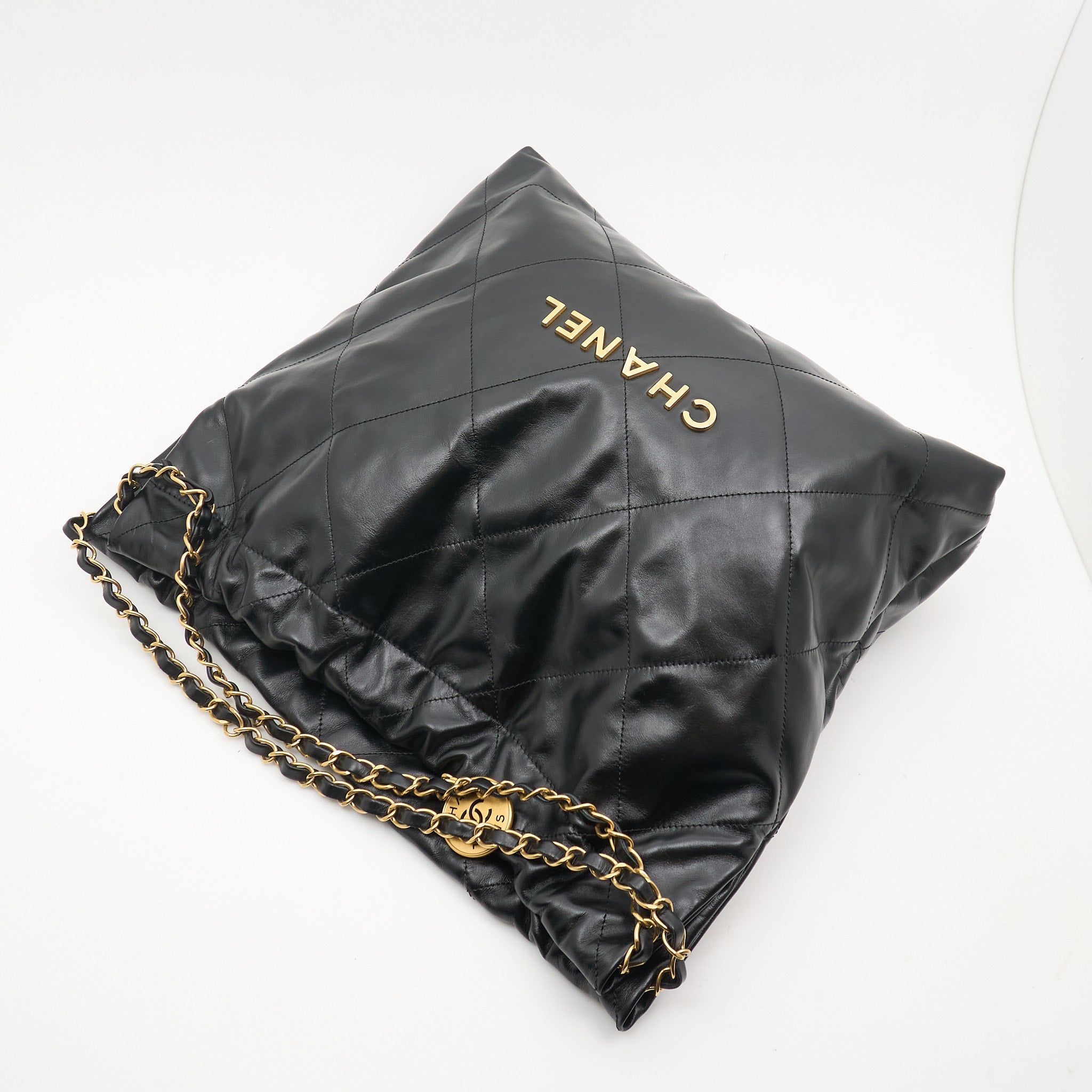 Chanel 22 Small Shiny Calfskin Black Bag